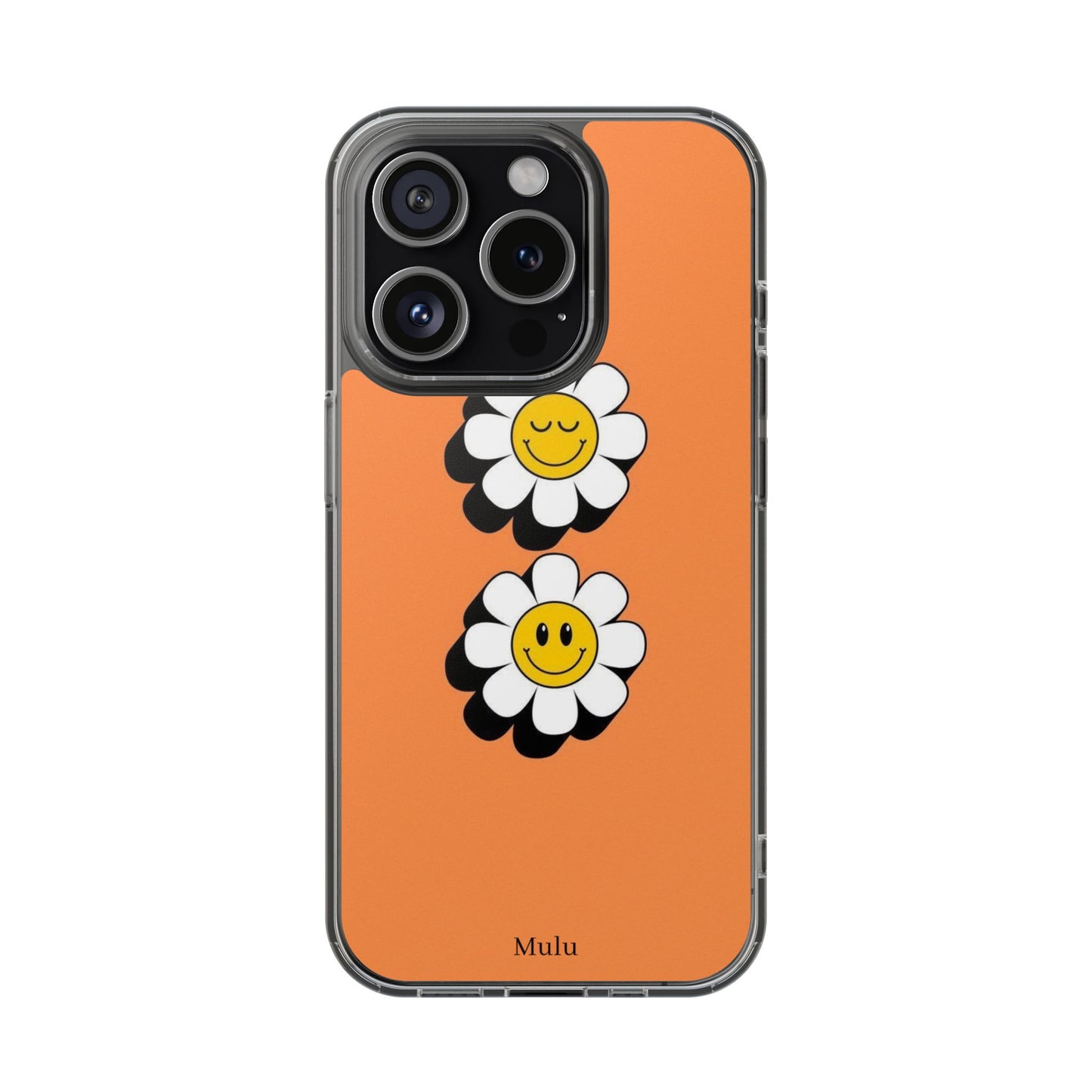 Phone Case — Orange Smiley Daisy Clear Impact‑Resistant Case
