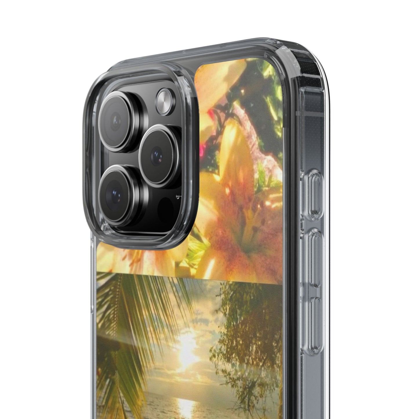 Tropical Sunset Phone Case — Floral Surfboard Clear iPhone Case