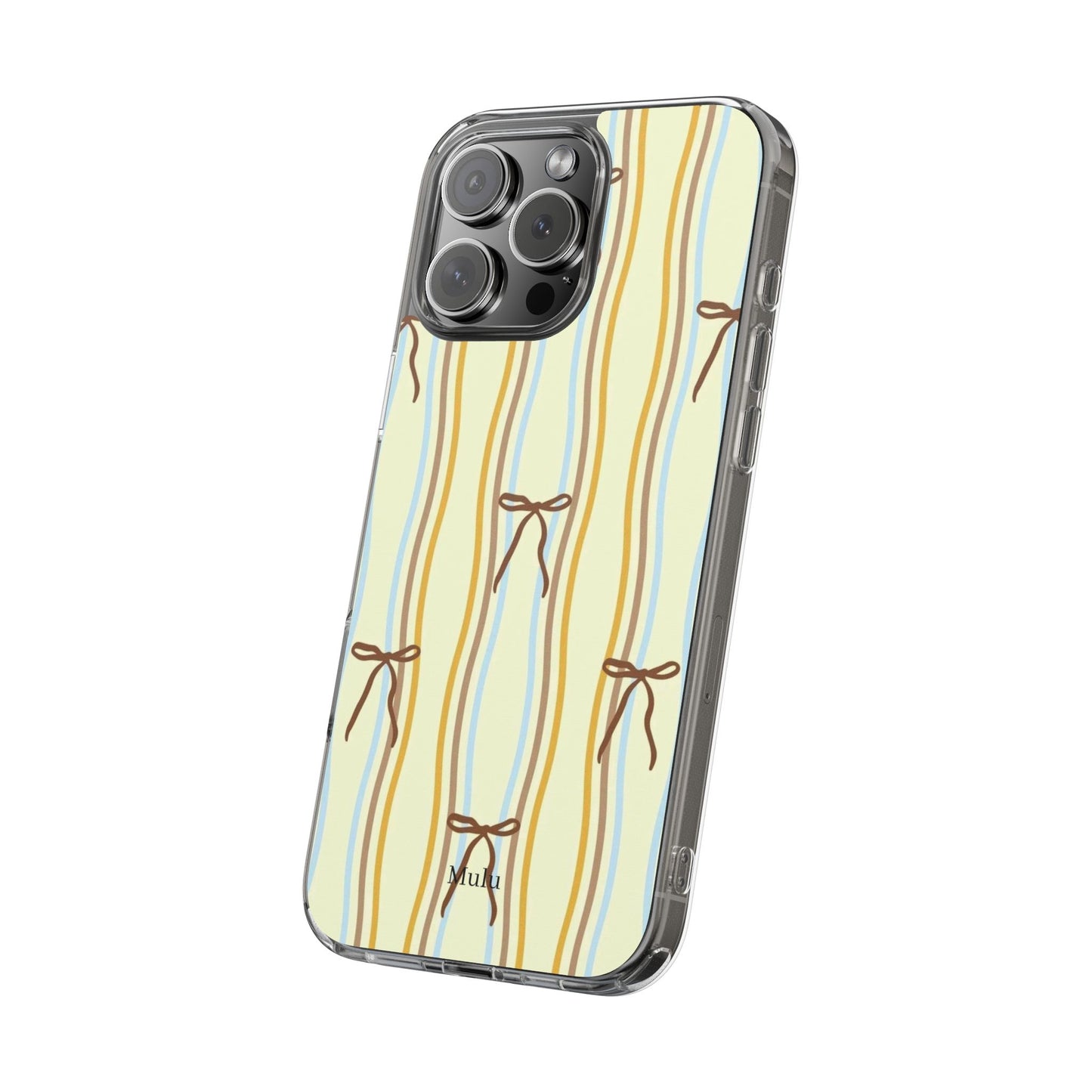 Ballet Ribbon Stripe Clear Impact Phone Case — Pastel Yellow Protective Cover