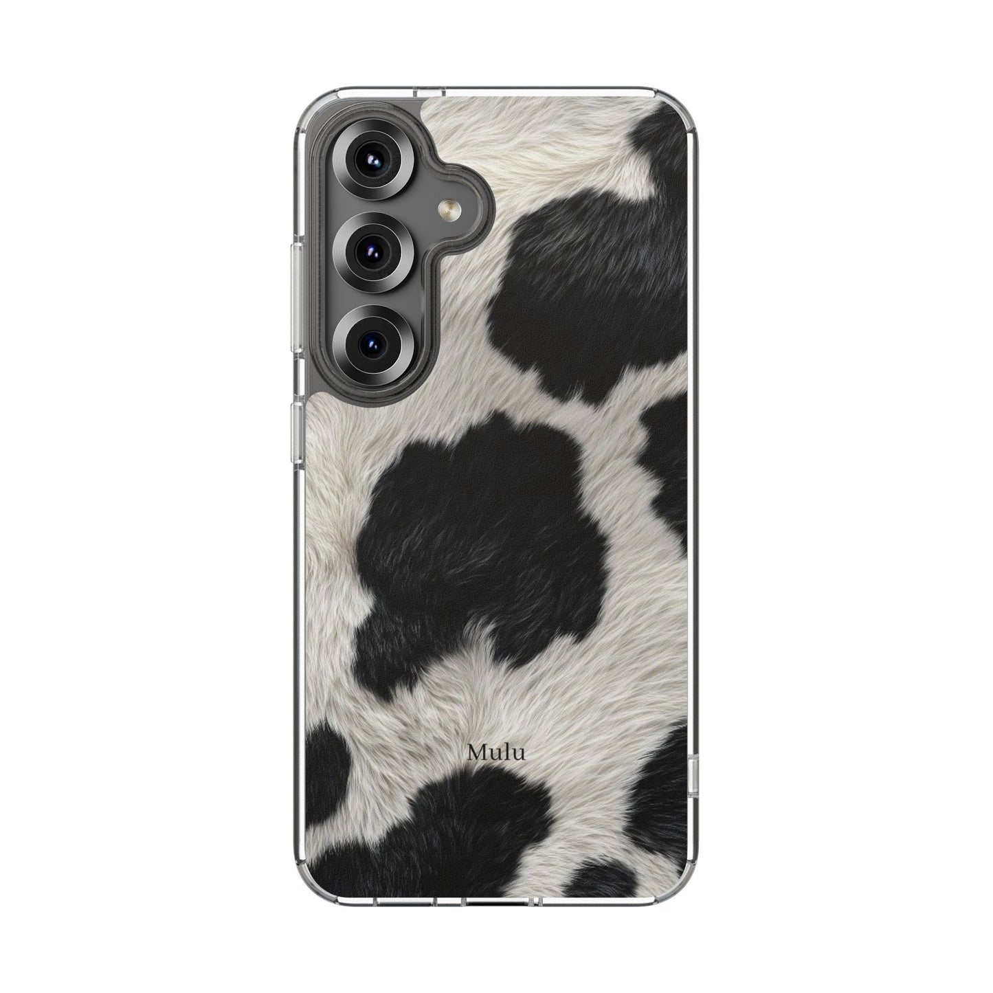 Cow Print Clear Impact Phone Case — Faux Fur Black & White Protection