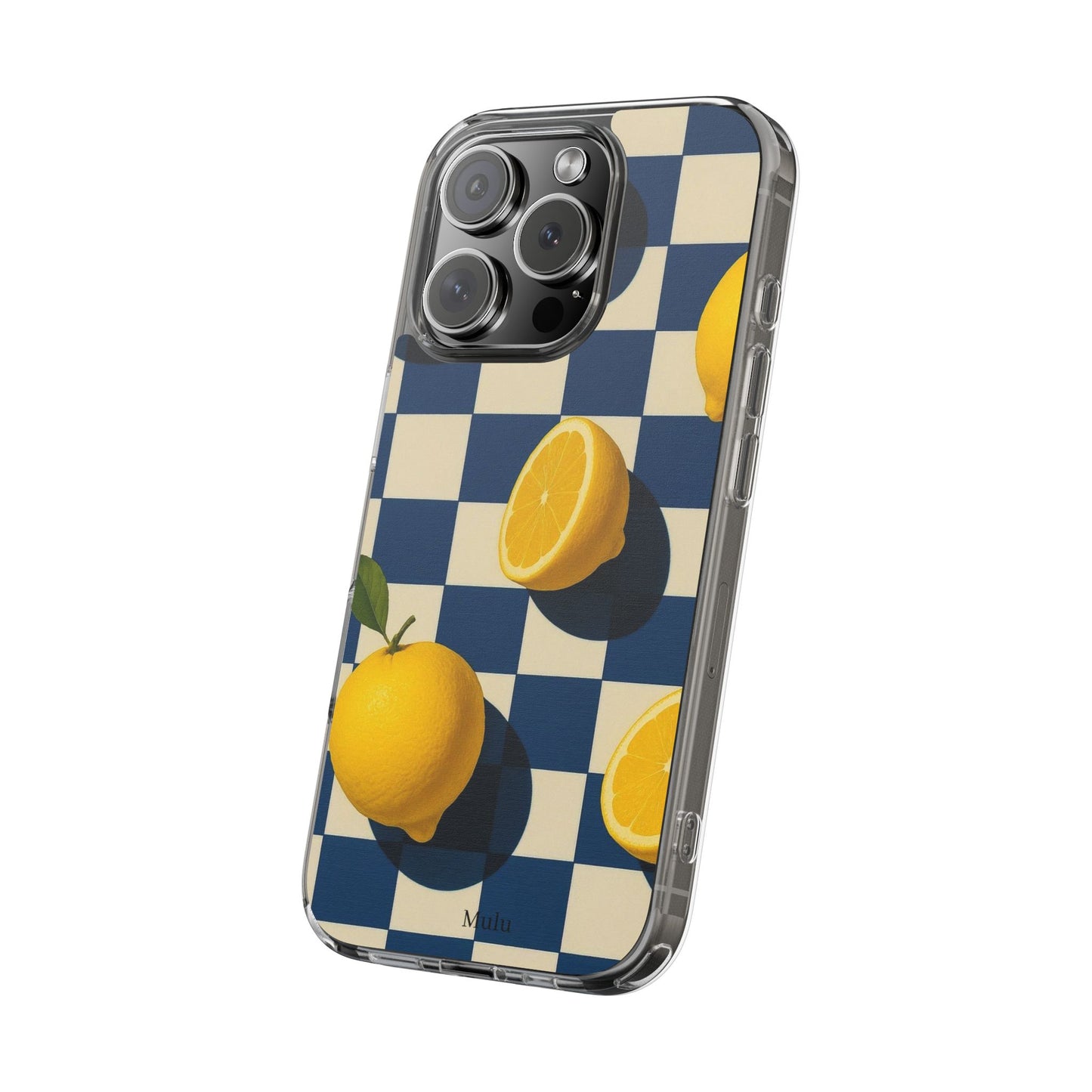 Clear Impact-Resistant Case — Retro Checkered Lemons Phone Case