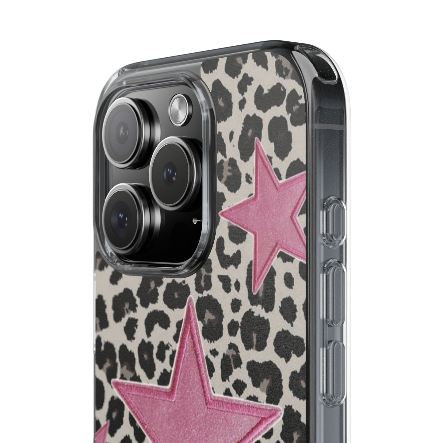 Pink Star Leopard Clear Impact Phone Case