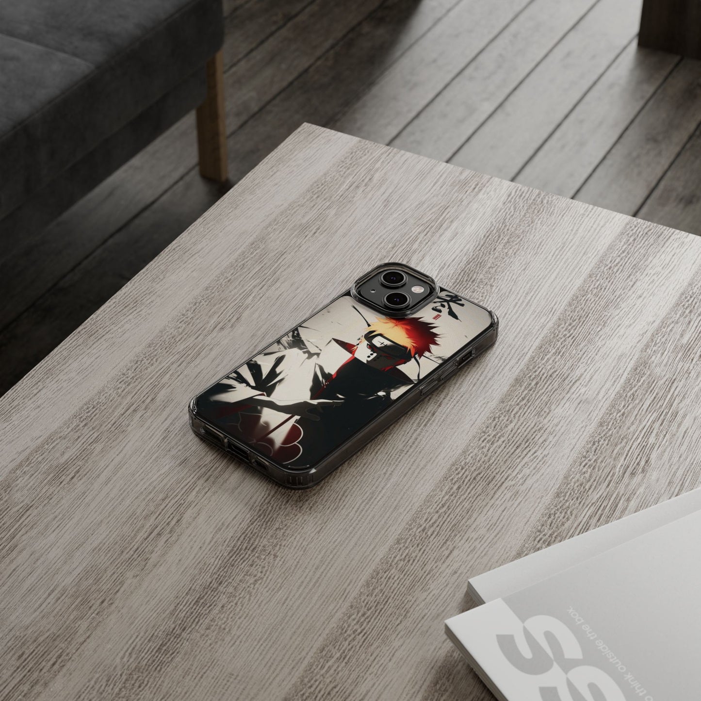 Clear Impact-Resistant Phone Case — Anime Akatsuki Shadow Design
