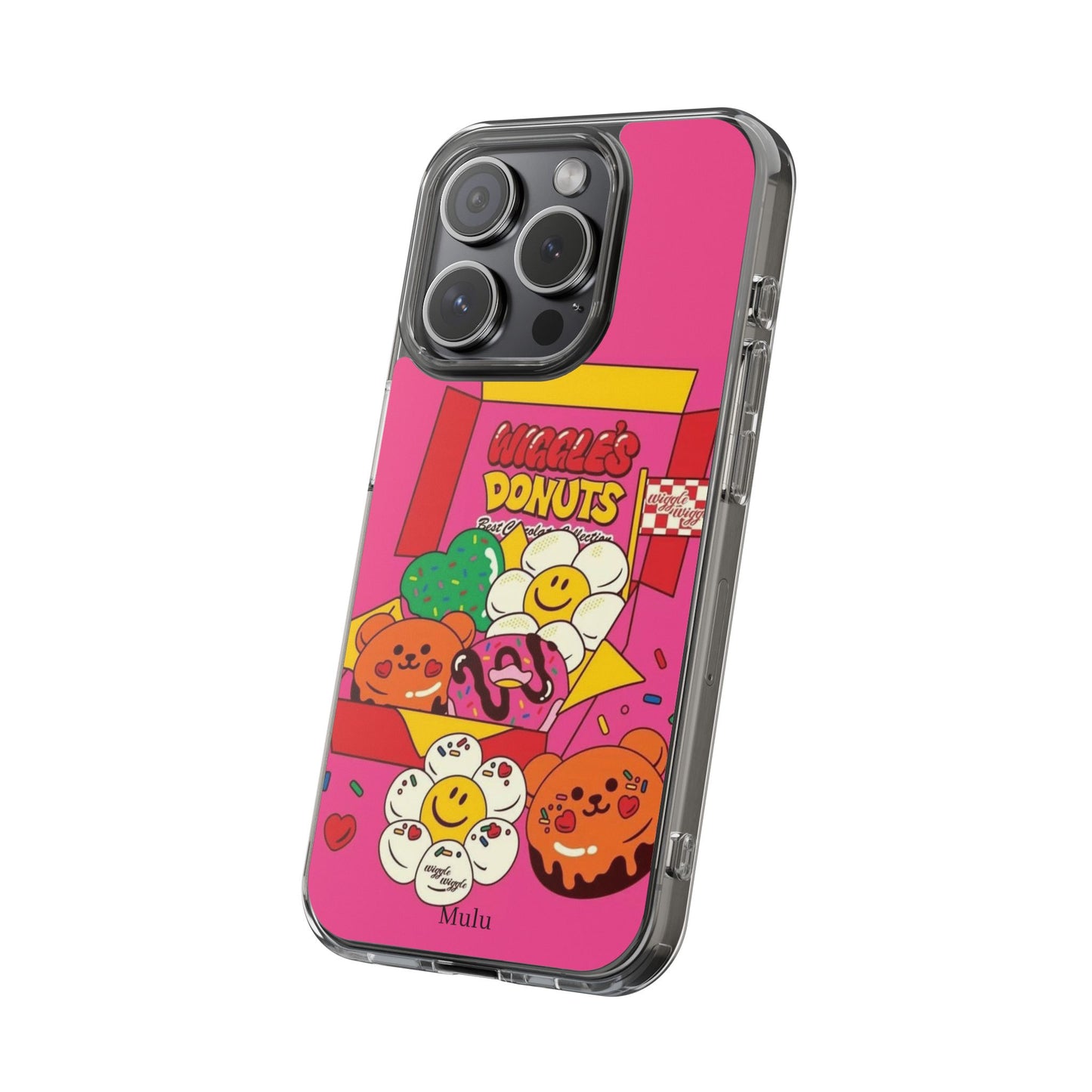 Donut Box Cute Phone Case — Clear Impact‑Resistant iPhone Cover with Smiling Donuts