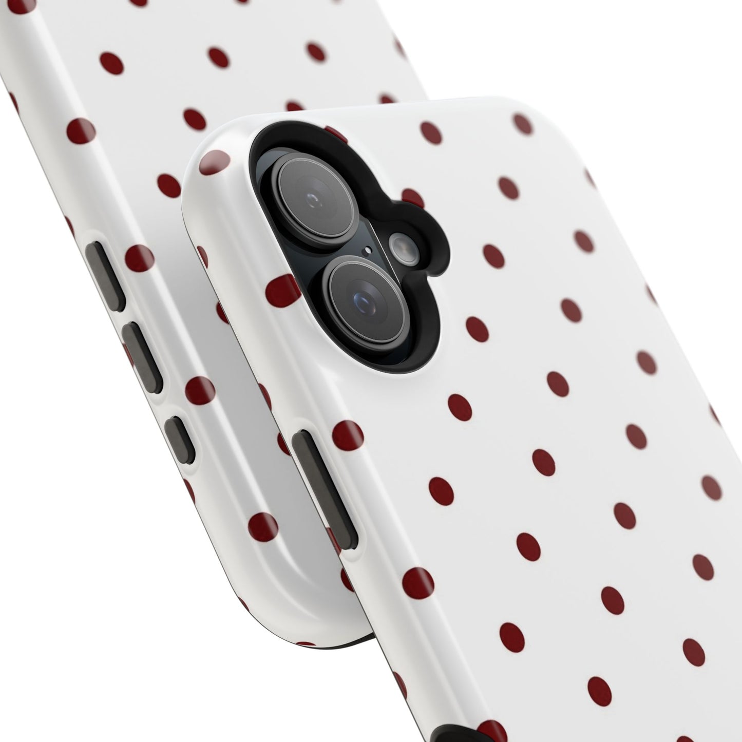 Polka Dot Magnetic Impact-Resistant Phone Case — Red Dots on White