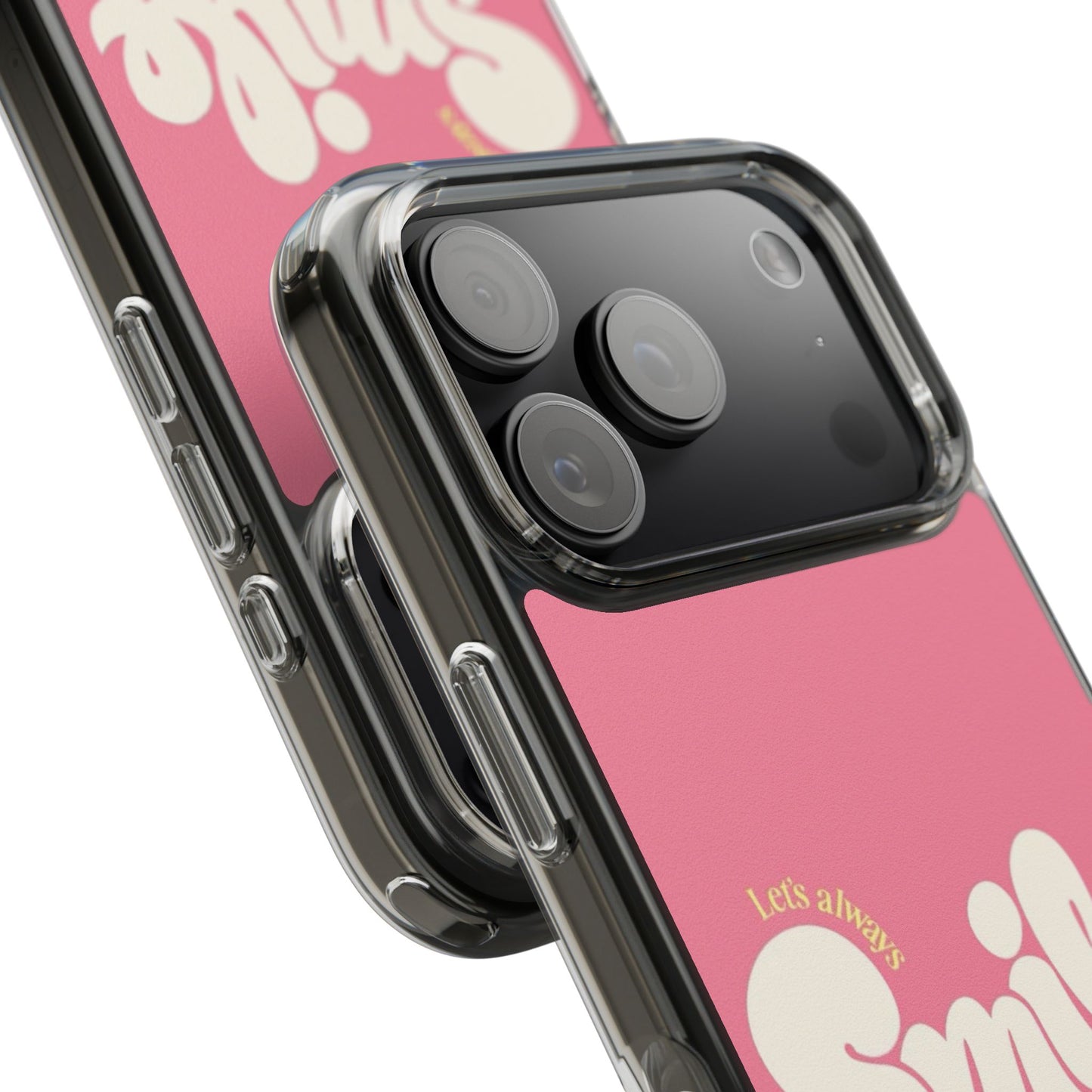 Clear Impact-Resistant Phone Case — Pink 'Smile' Flower Design