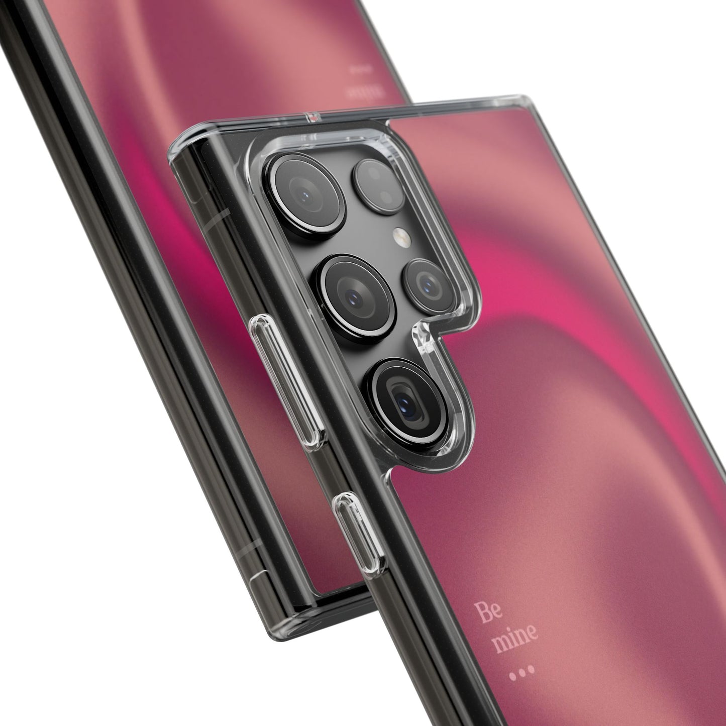 Clear Impact Phone Case — Pink Satin Swirl "Be mine" Design