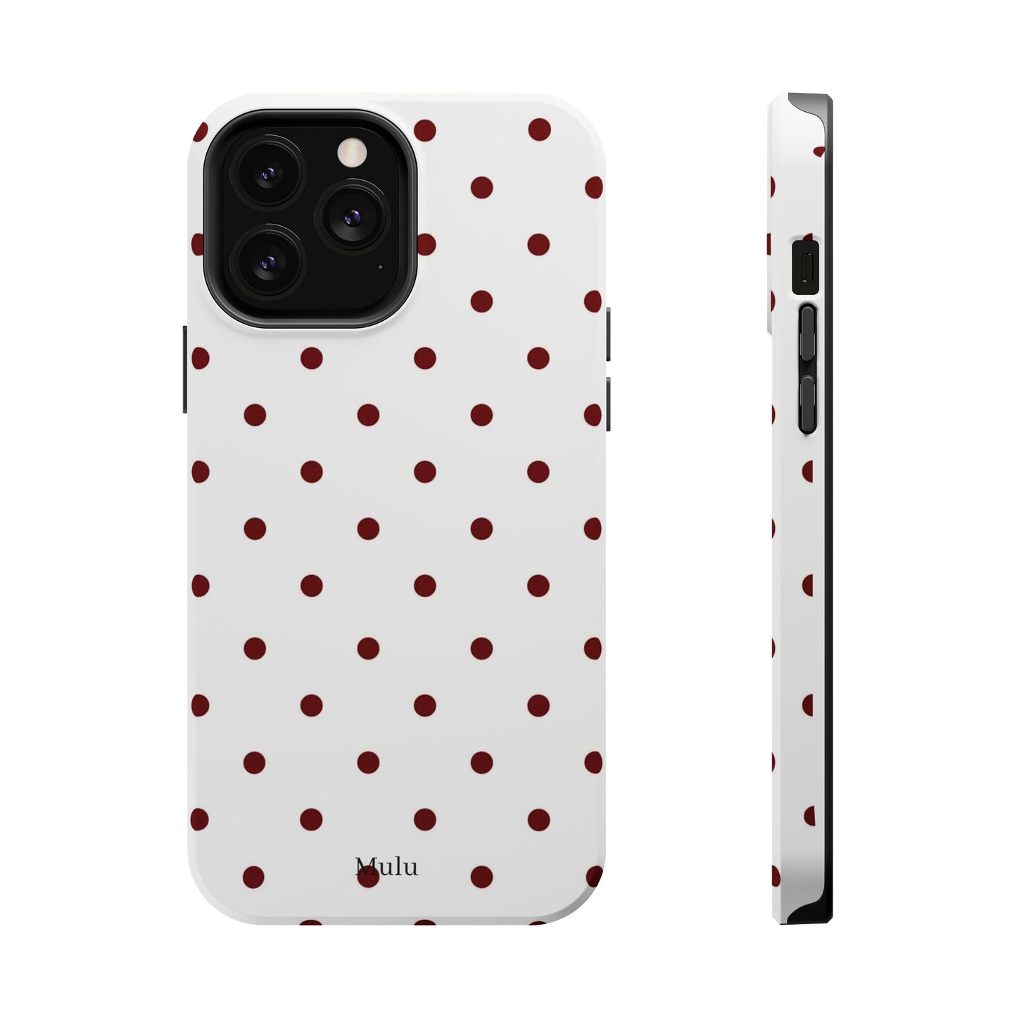 Polka Dot Magnetic Impact-Resistant Phone Case — Red Dots on White