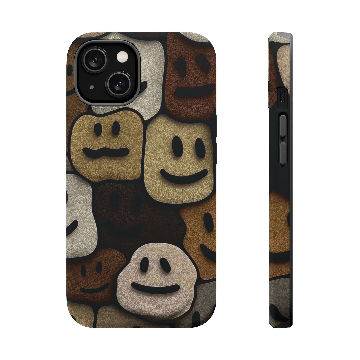 Magnetic Impact-Resistant Case — Brown Smiley Tile Phone Cover