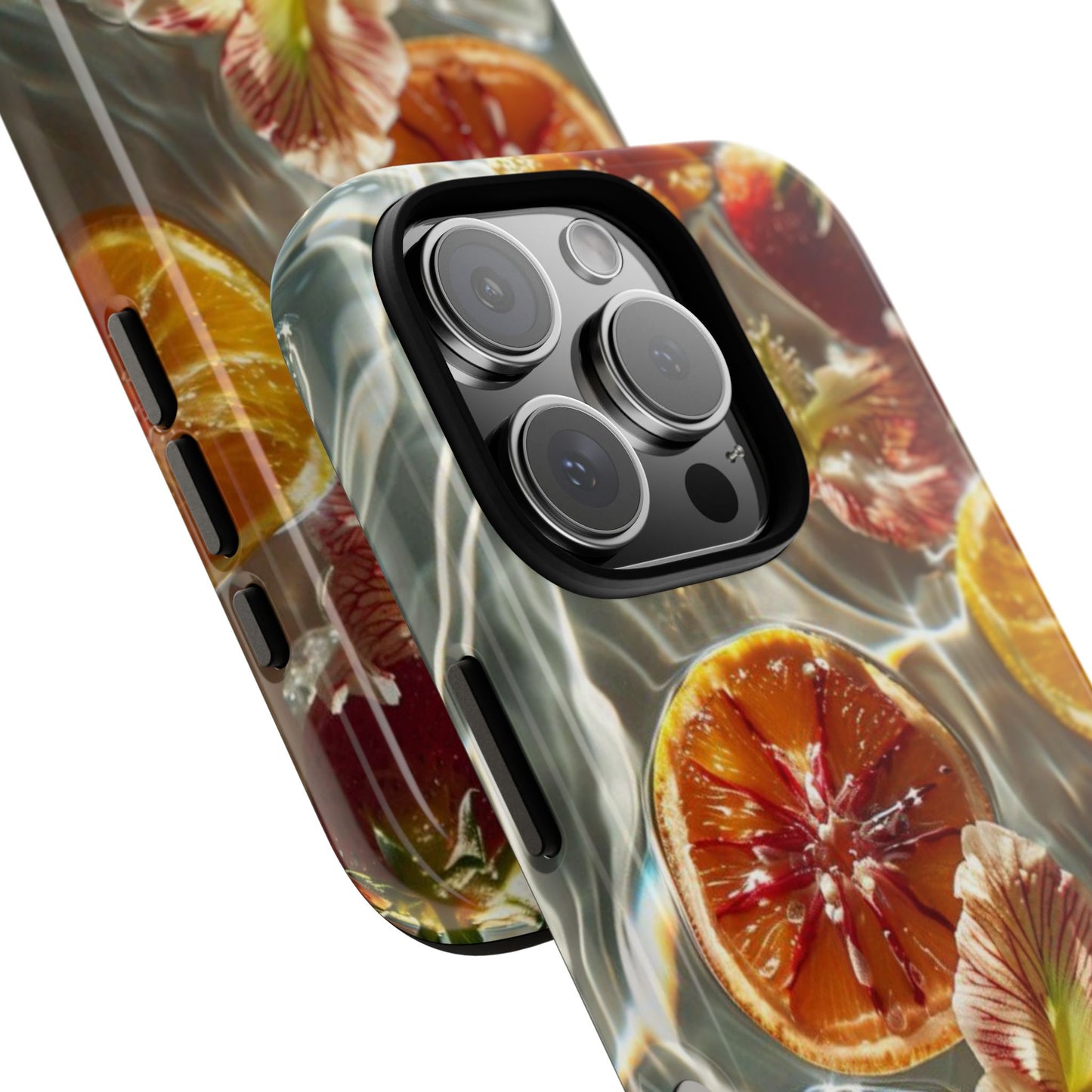 Citrus & Hibiscus Protective Phone Case – Summer Fruit Water Print Tough Case