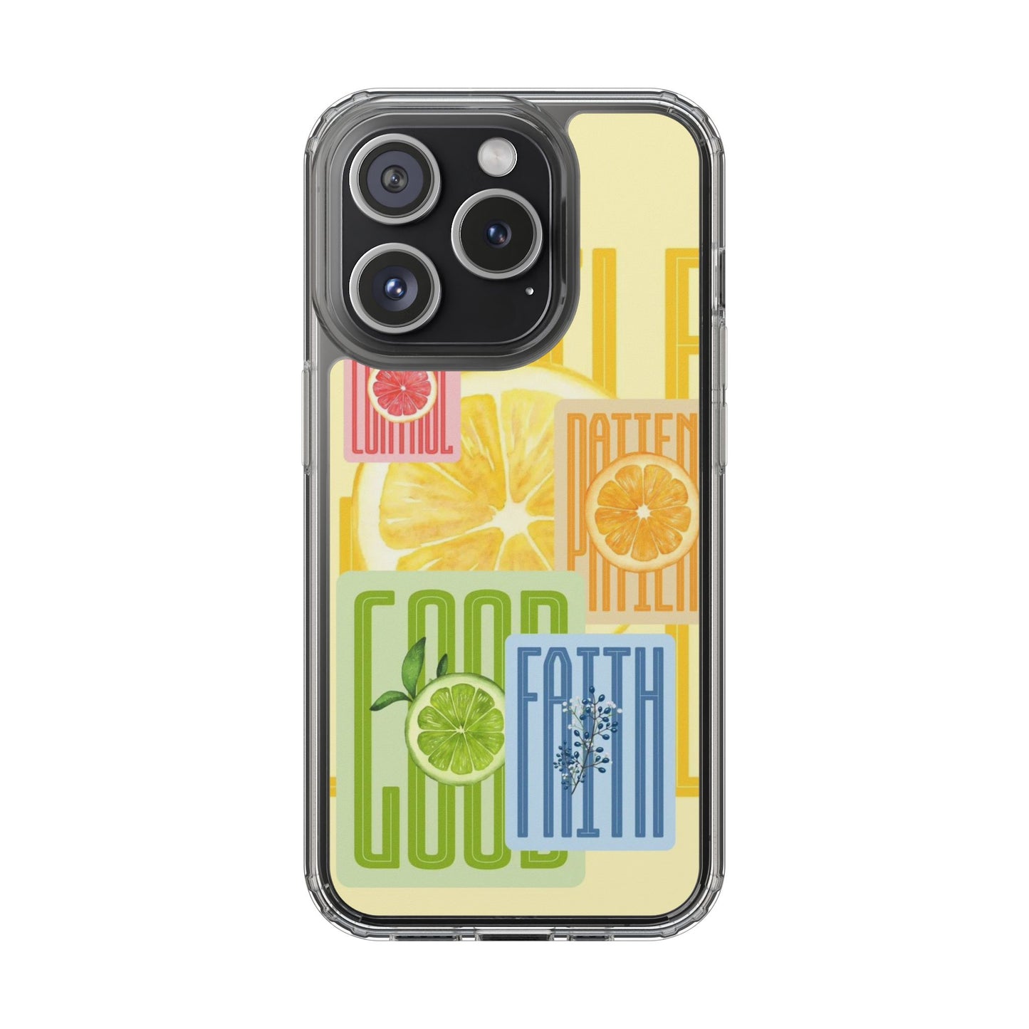 Clear Phone Case — Citrus Fruit Typography "Good Faith" Design