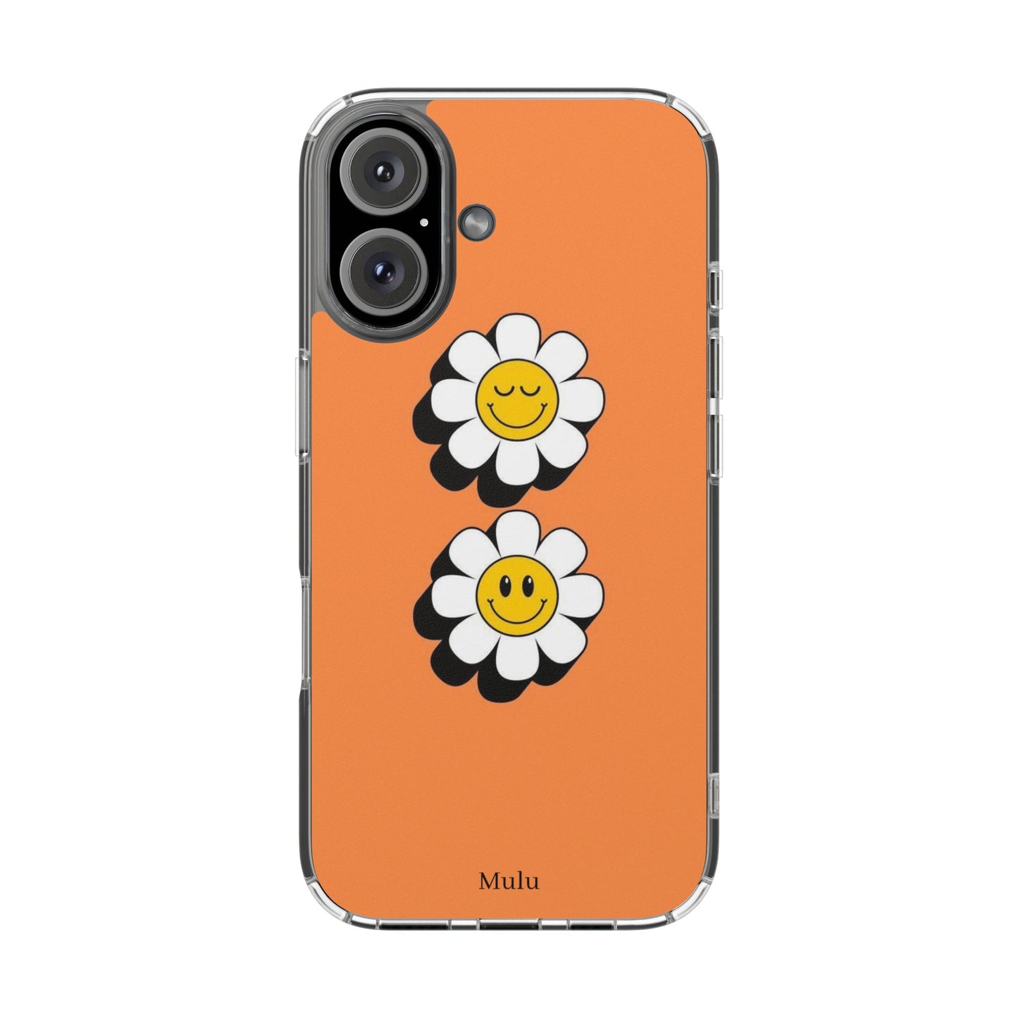 Phone Case — Orange Smiley Daisy Clear Impact‑Resistant Case