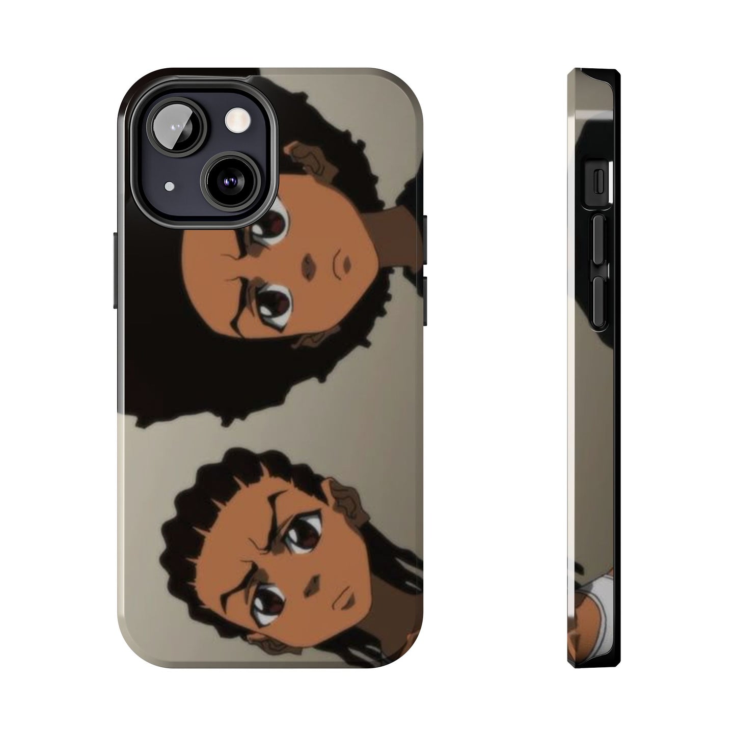 Tough Phone Case — Afro Anime Duo Face Design, Protective Shockproof Cover
