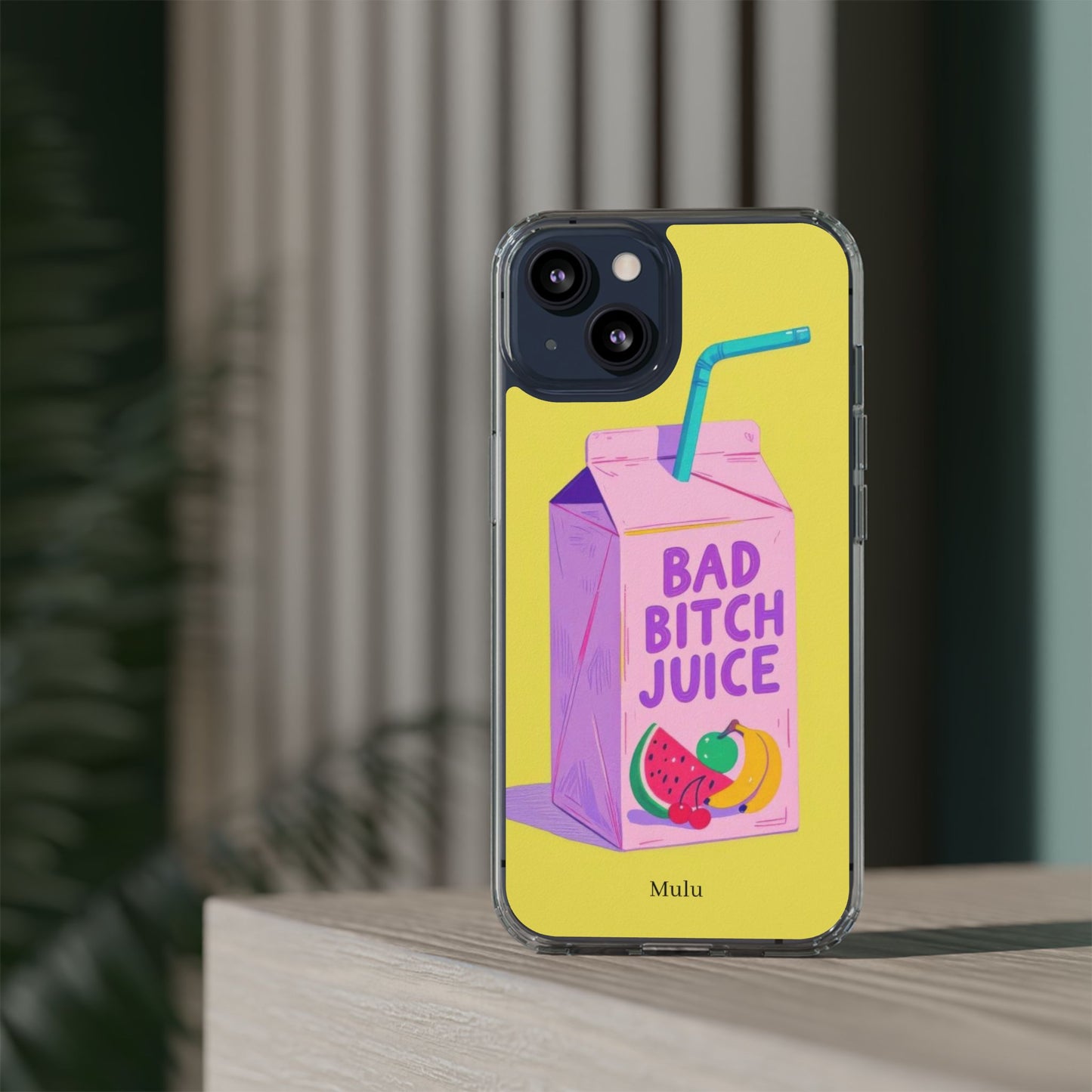 Clear Impact-Resistant Phone Case — "Bad Bitch Juice" Cartoon Juice Box Design