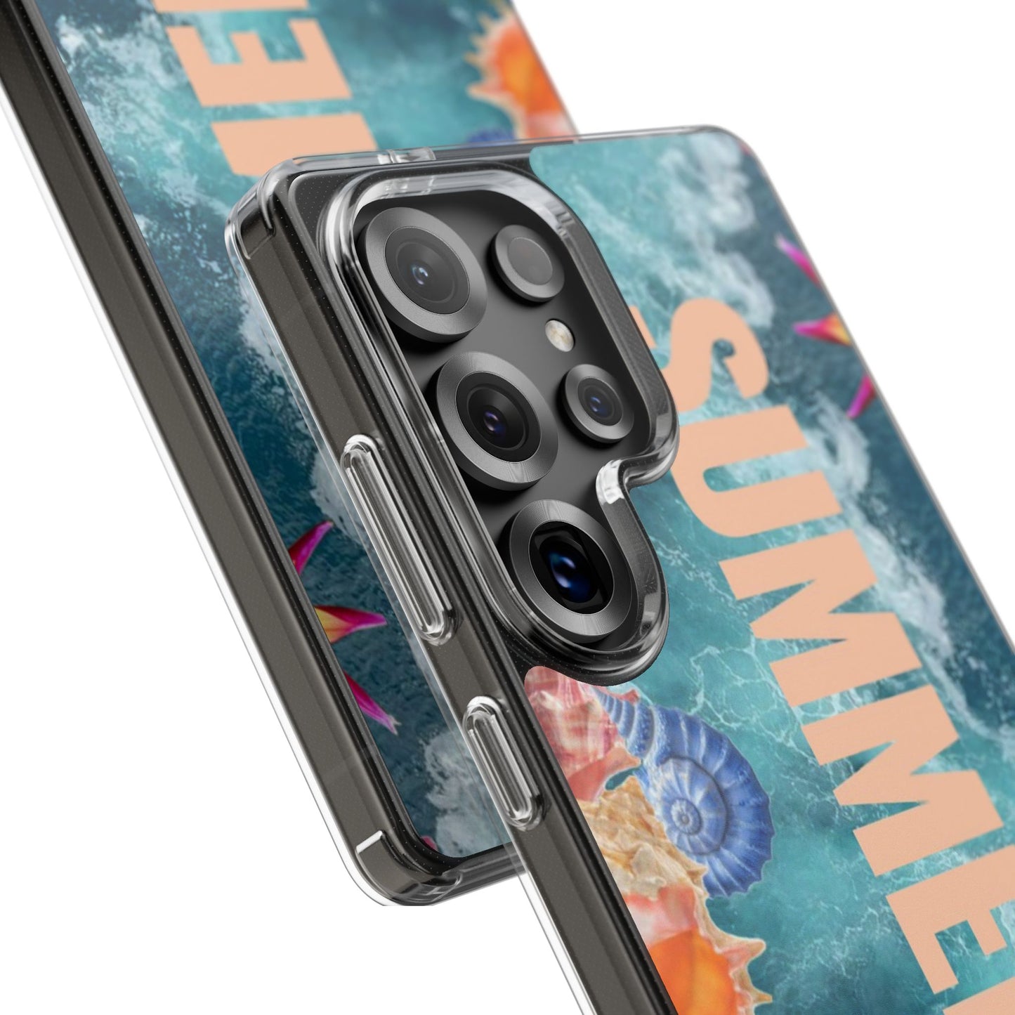 Summer Floral Clear Impact Phone Case — "SUMMER" Tropical Hibiscus Design