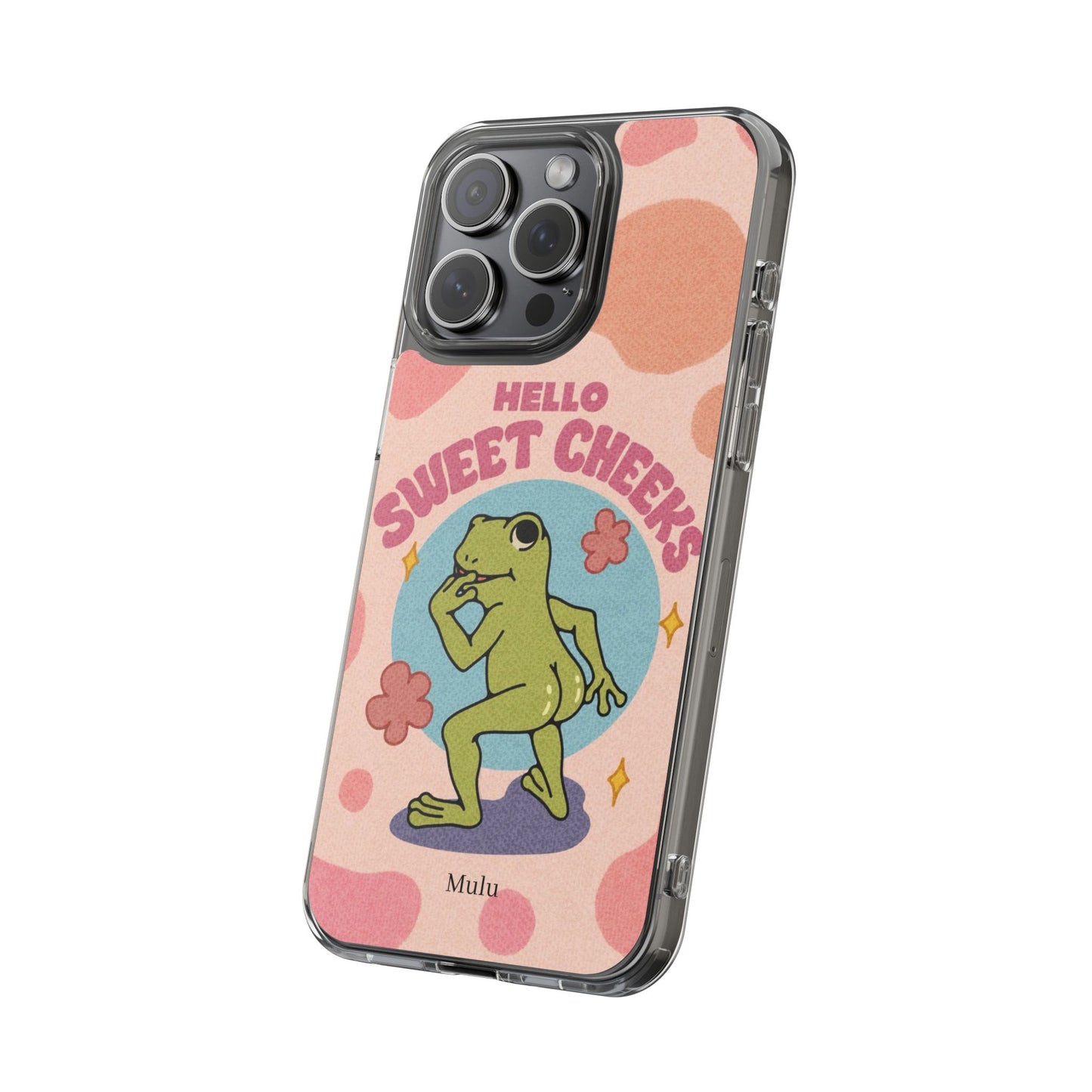 Clear Impact Phone Case — "Hello Sweet Cheeks" Retro Frog Design