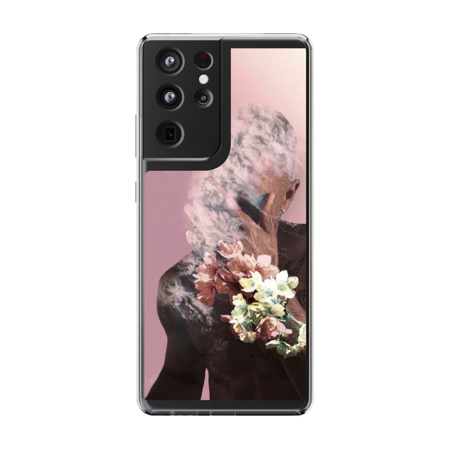 Clear Phone Case — Pink Floral Smoke Art iPhone Case