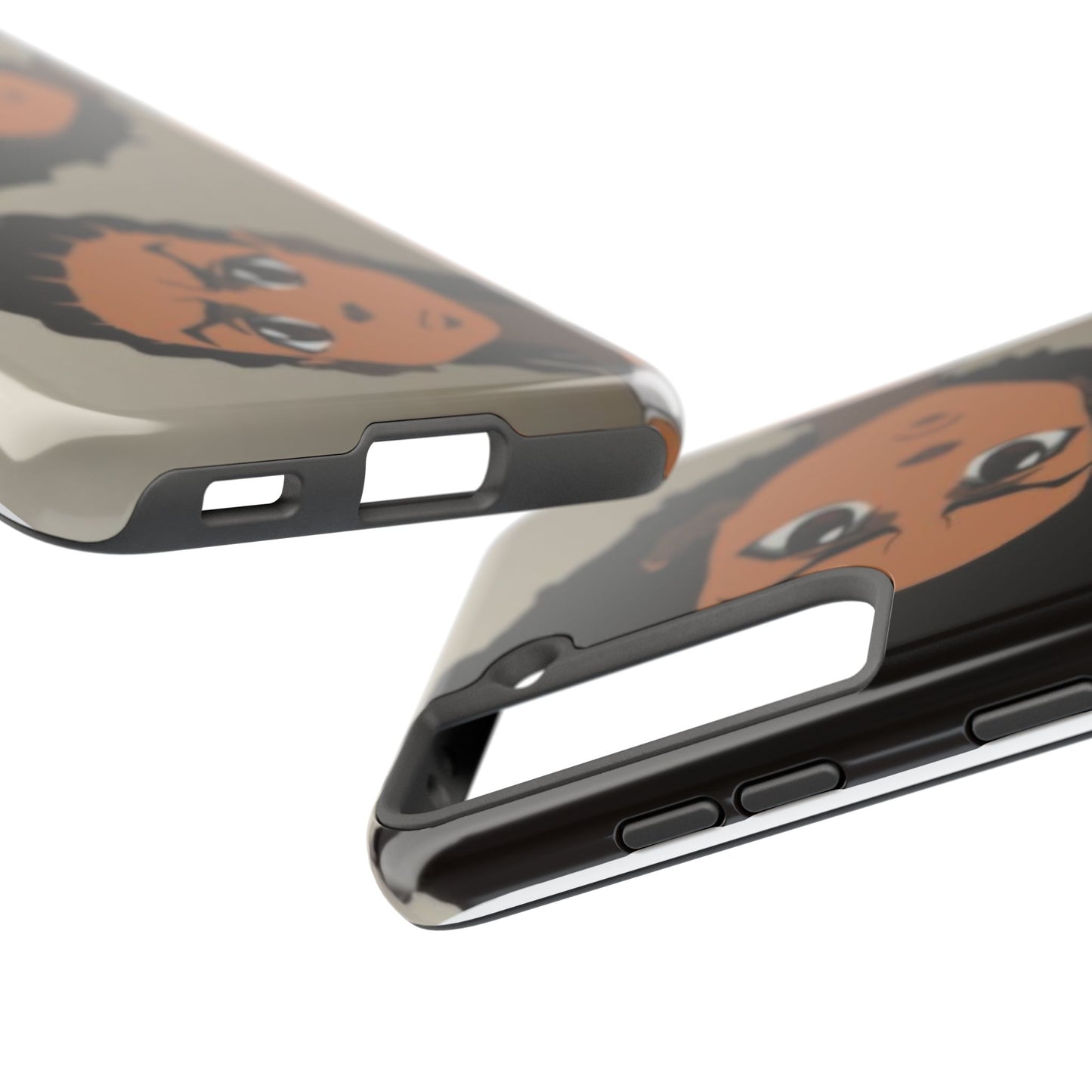 Tough Phone Case — Afro Anime Duo Face Design, Protective Shockproof Cover