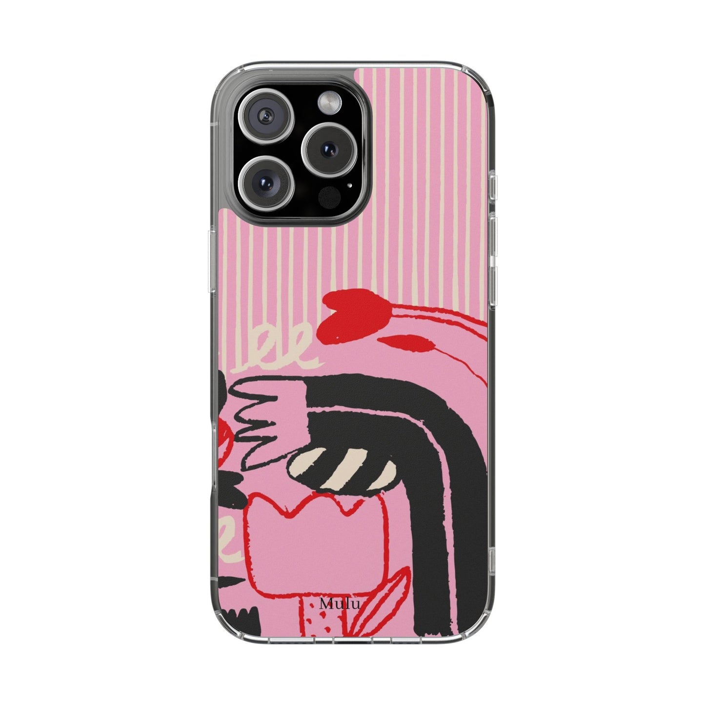 Clear Impact-Resistant Case — Pink Cute Heart Cartoon Design