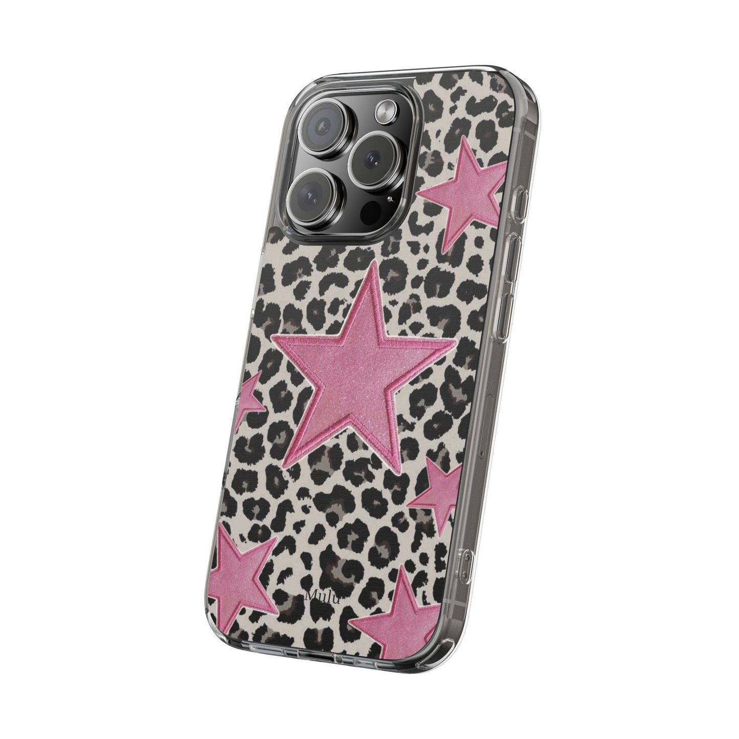 Pink Star Leopard Clear Impact Phone Case