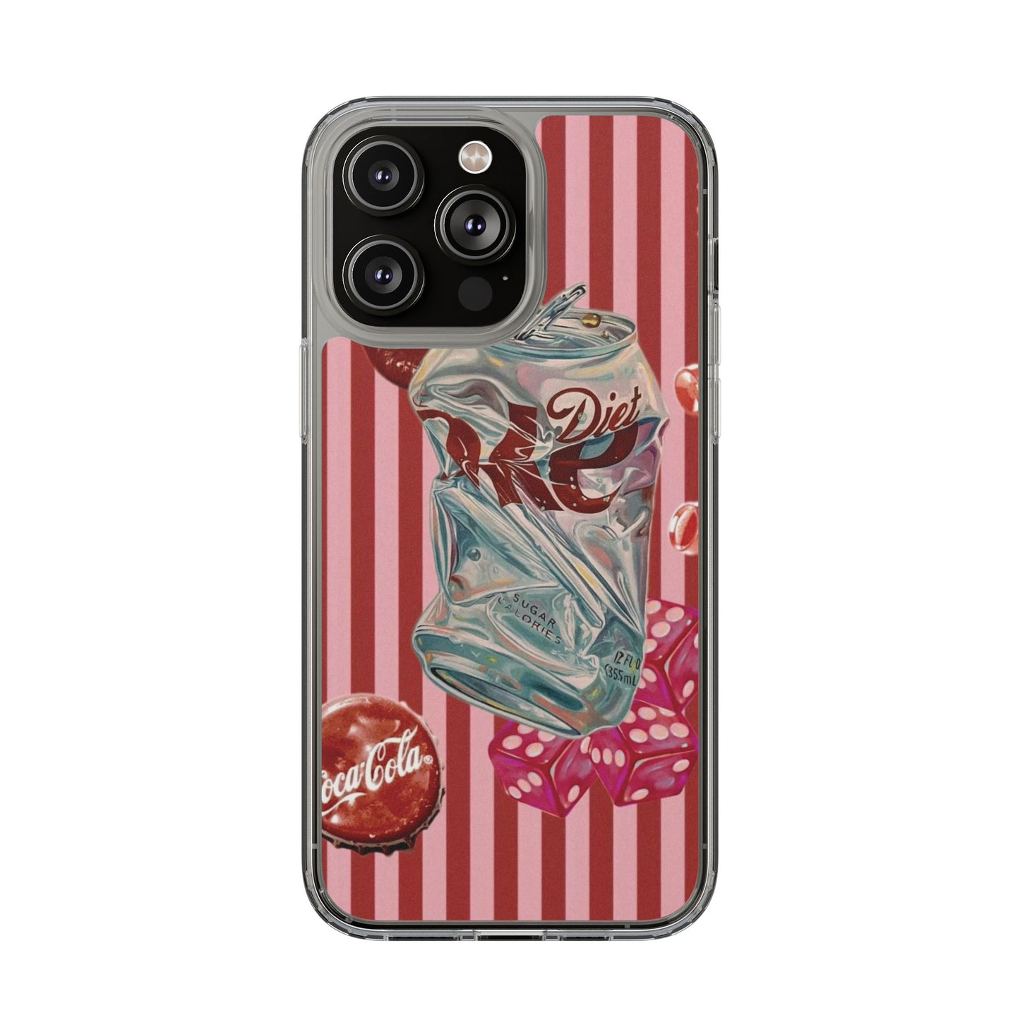 Diet Cola Crush Clear Phone Case – Retro Soda Pop Design