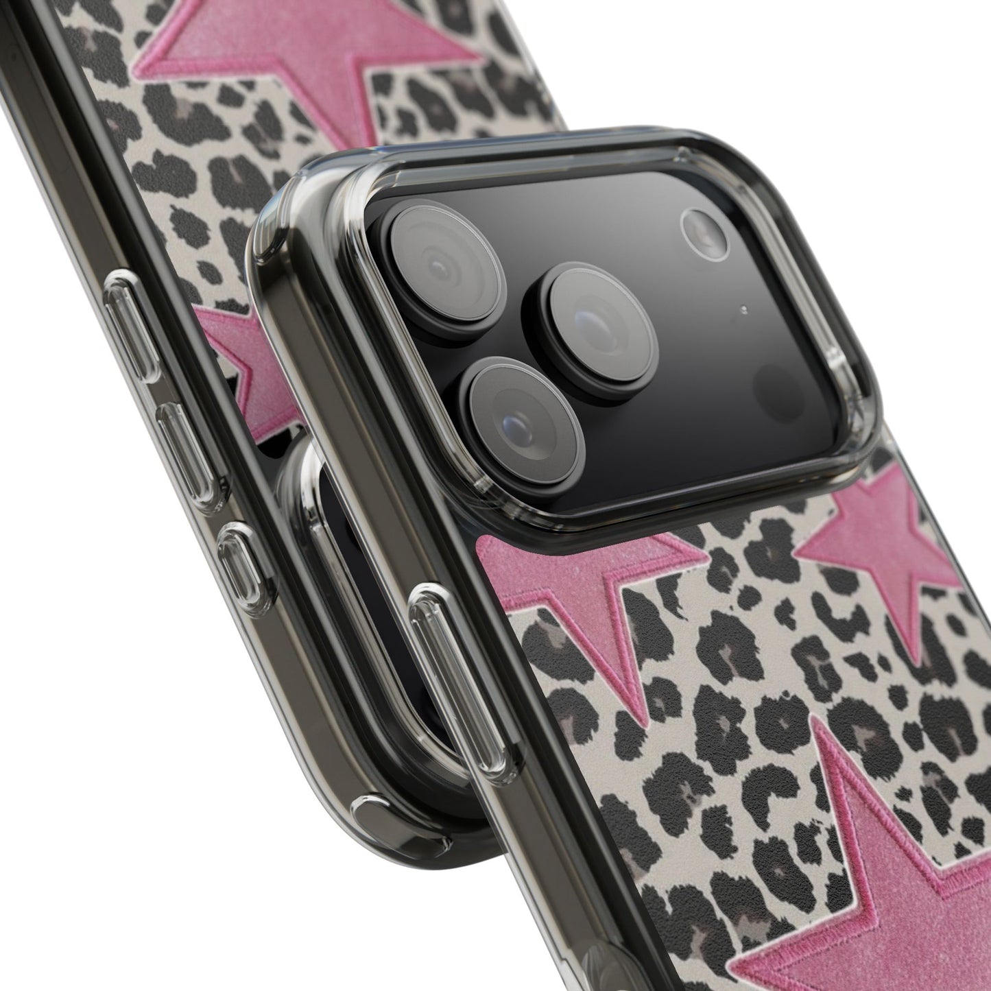 Pink Star Leopard Clear Impact Phone Case