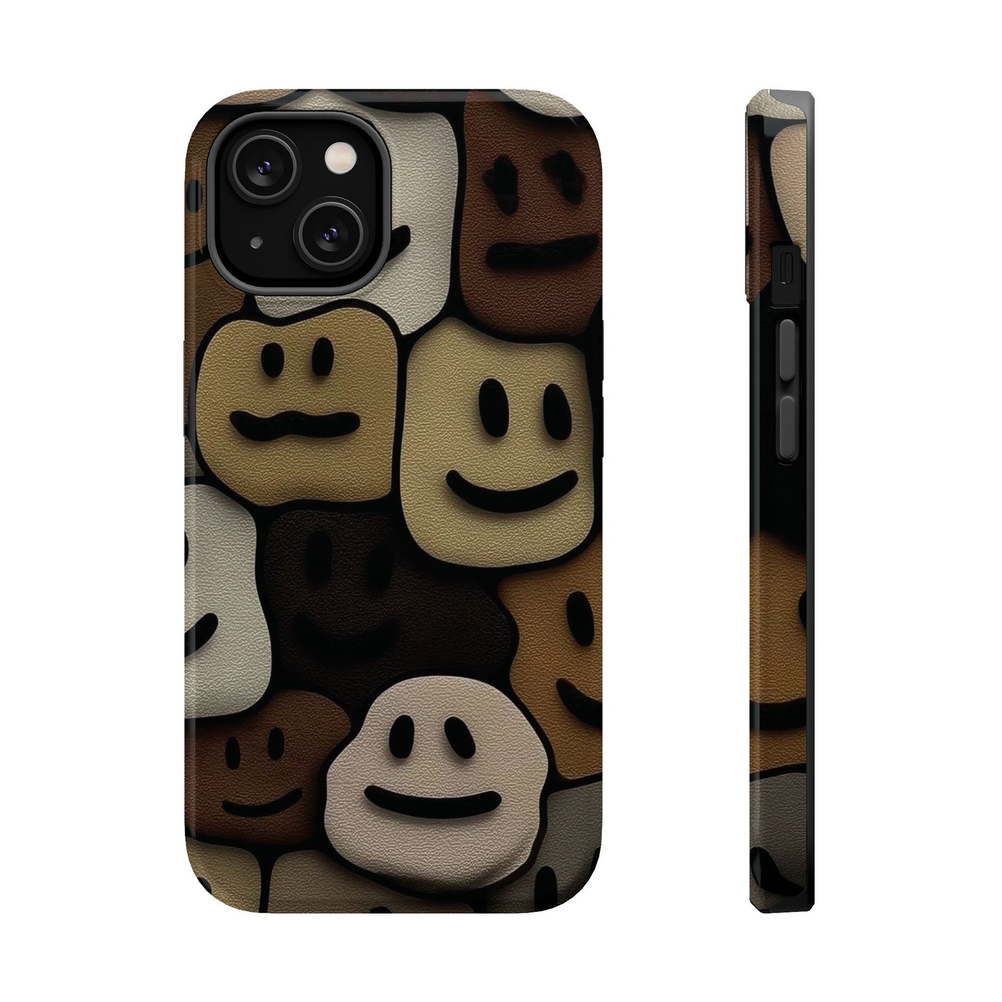 Magnetic Impact-Resistant Case — Brown Smiley Tile Phone Cover