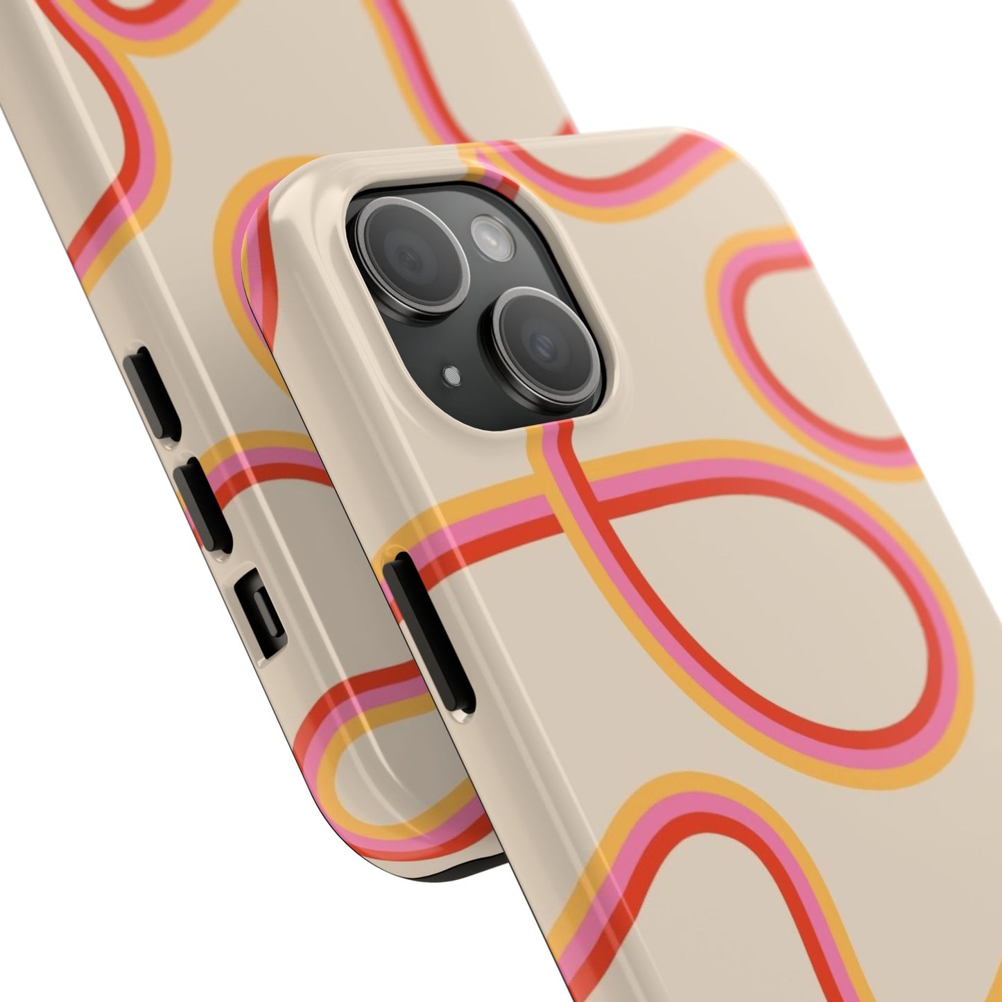 Retro Swirl Tough Phone Case — Beige Pink Orange Abstract Protection