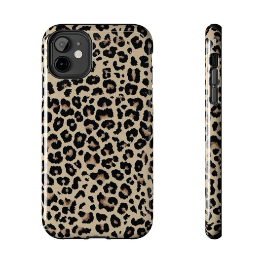 Leopard Print Tough Phone Case — Durable Protective iPhone Cover