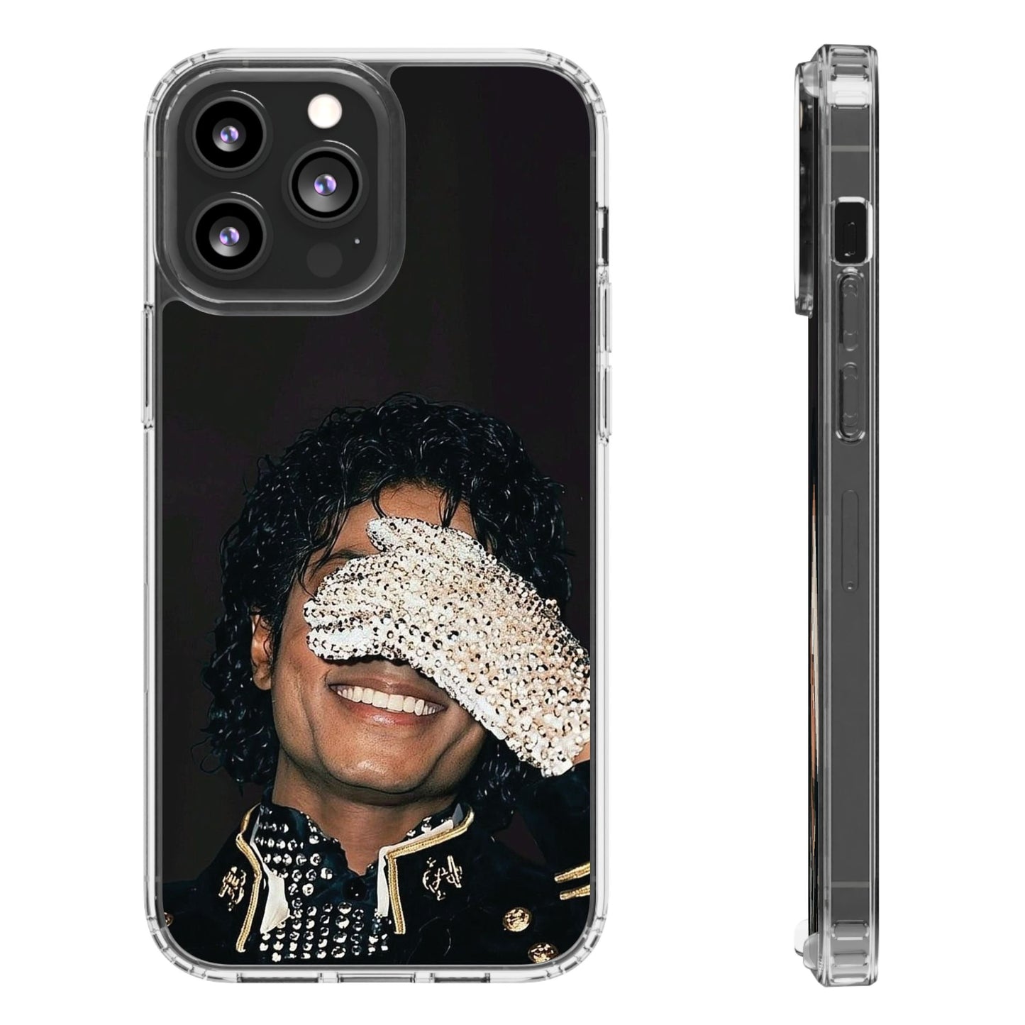 Michael Jackson Smiling Portrait Clear Phone Case — Retro Pop Icon Design