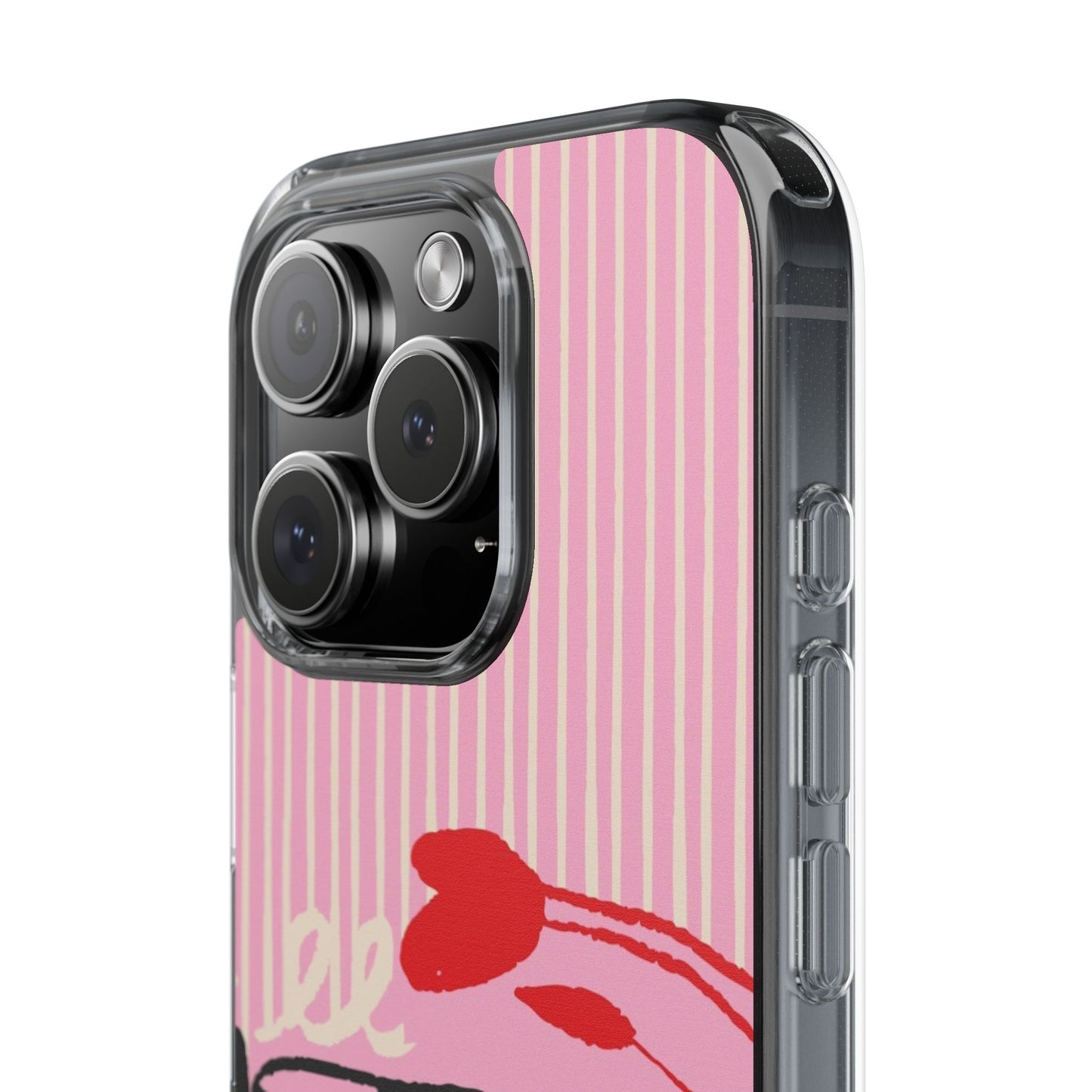 Clear Impact-Resistant Case — Pink Cute Heart Cartoon Design