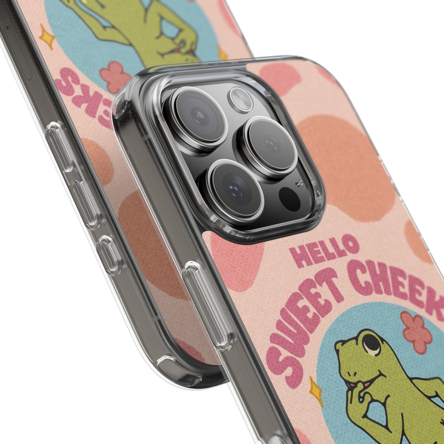 Clear Impact Phone Case — "Hello Sweet Cheeks" Retro Frog Design