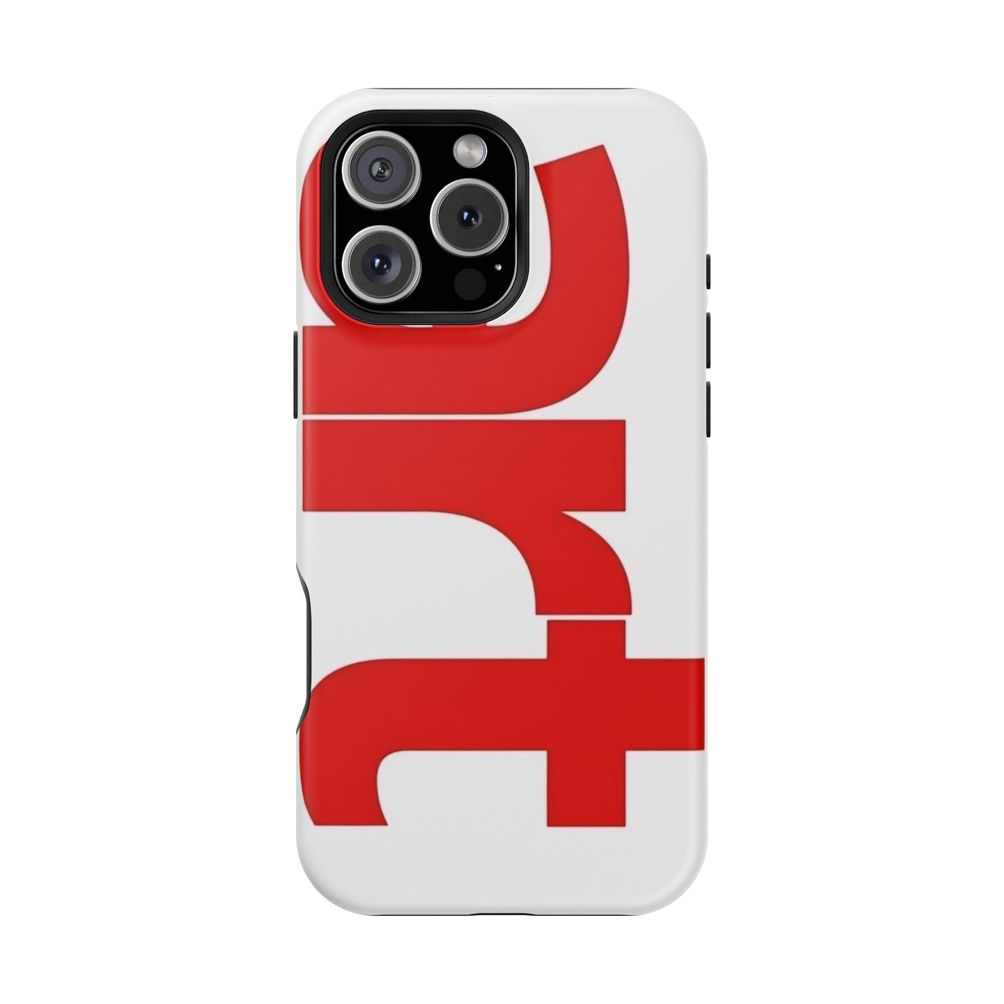 Magnetic Impact-Resistant Phone Case — Bold Red Typographic Design