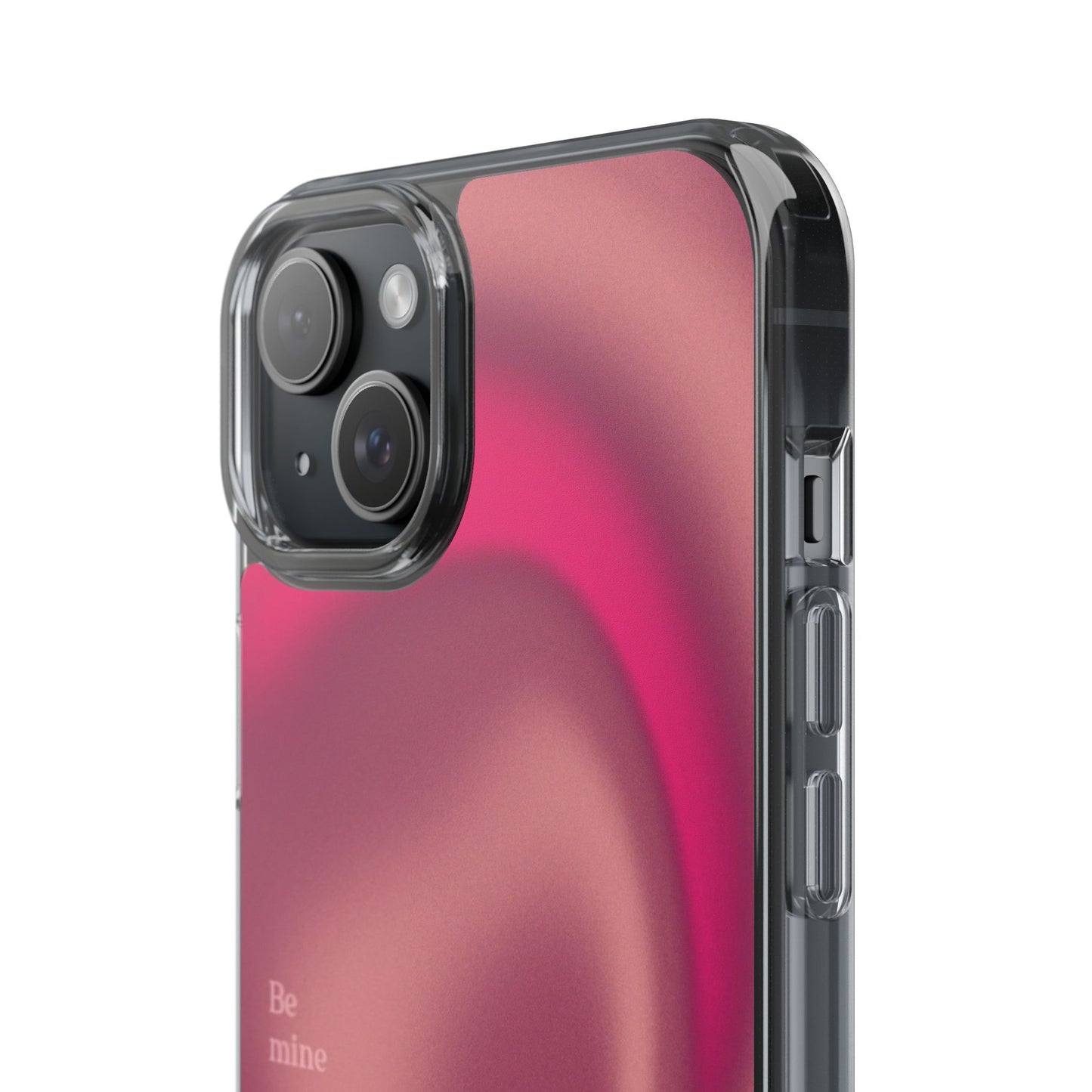 Clear Impact Phone Case — Pink Satin Swirl "Be mine" Design