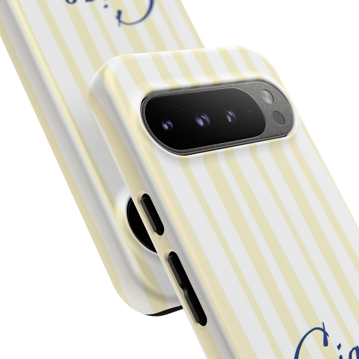 Ciao Bella Phone Case – Striped Elegant Italian Script Protective Cover