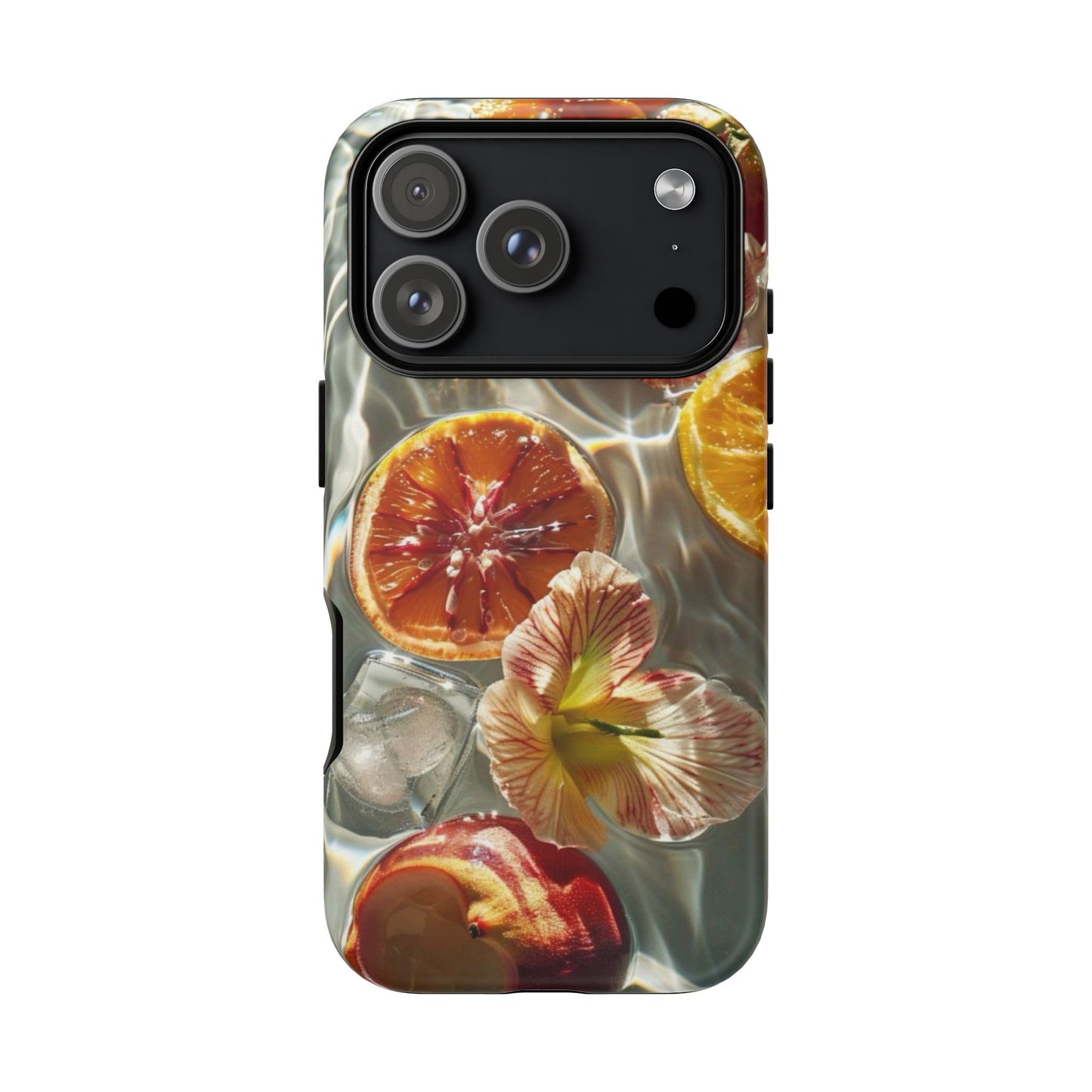 Citrus & Hibiscus Protective Phone Case – Summer Fruit Water Print Tough Case