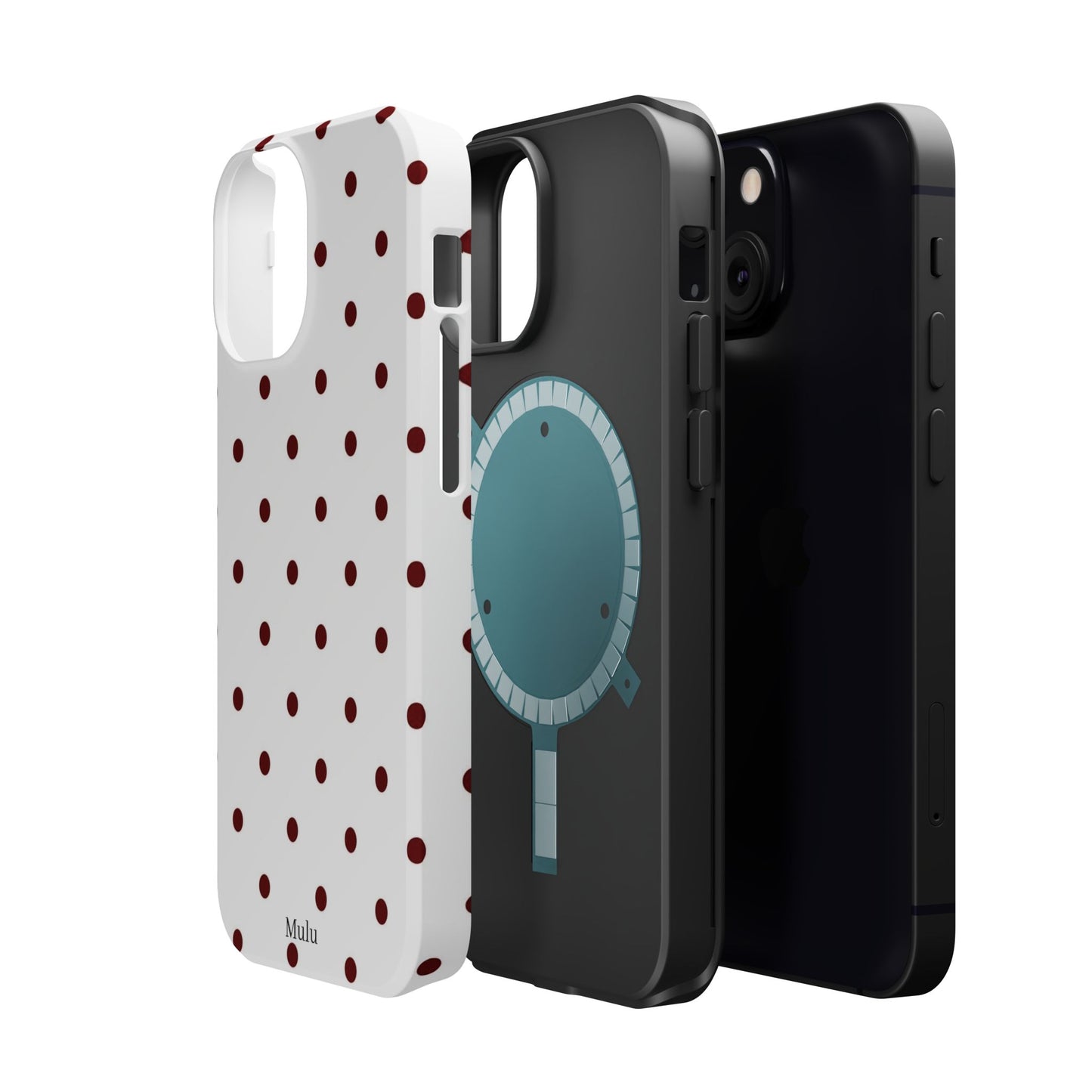 Polka Dot Magnetic Impact-Resistant Phone Case — Red Dots on White