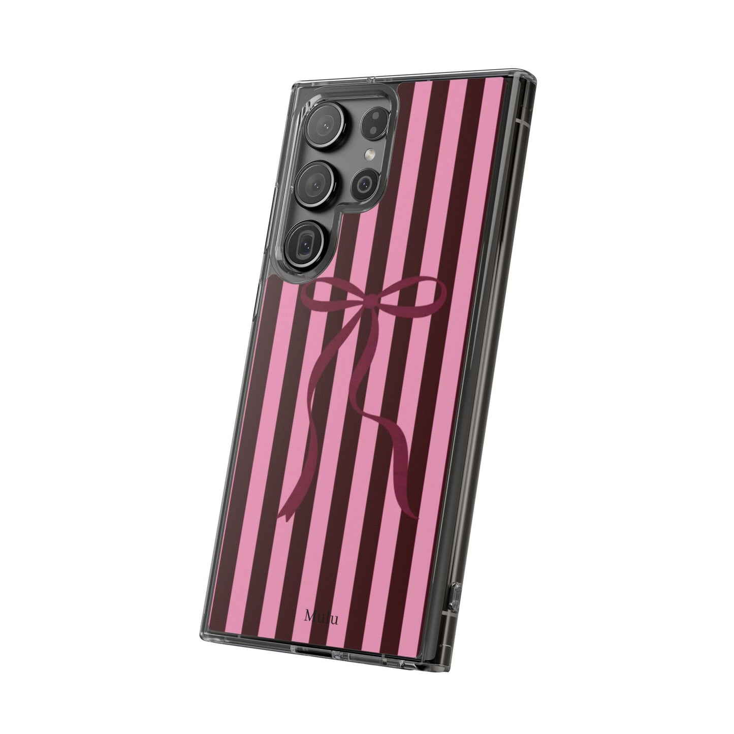 Pink Striped Ribbon Clear Impact-Resistant Phone Case