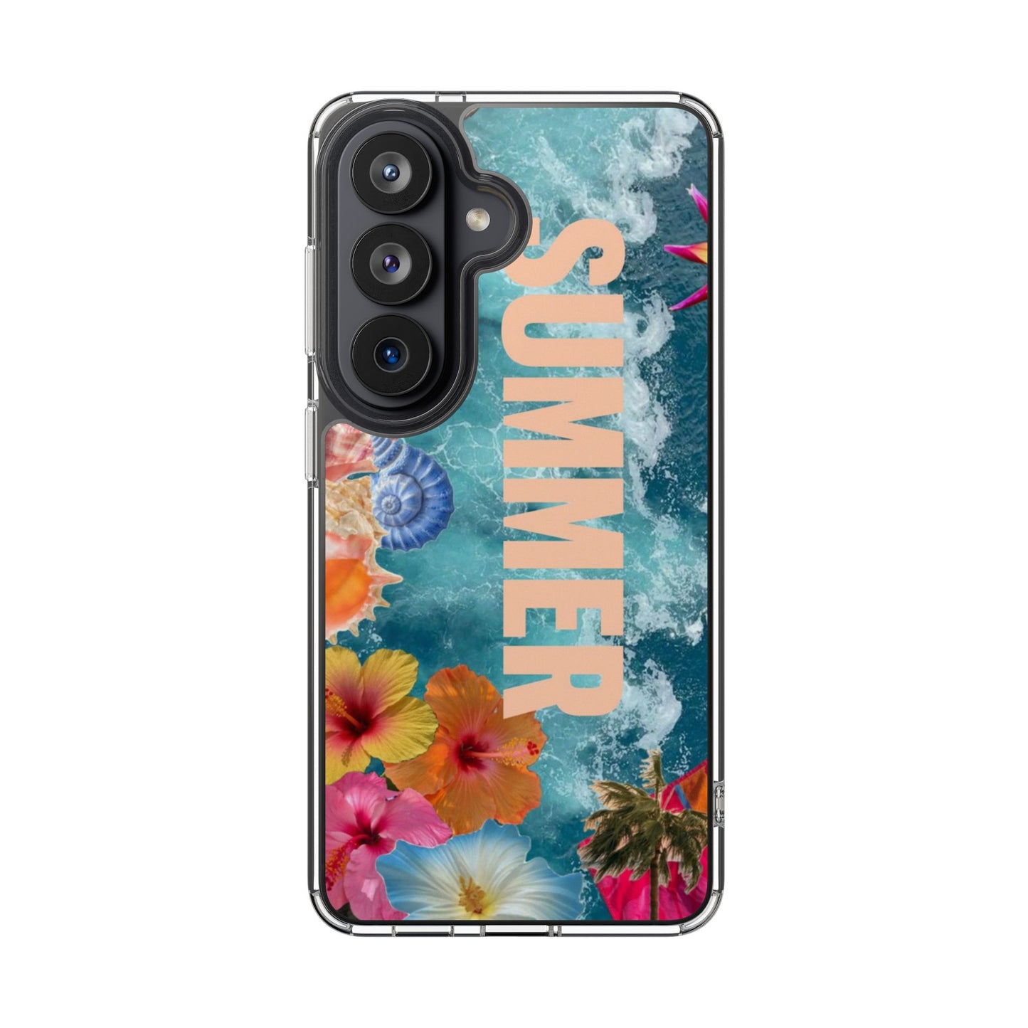 Summer Floral Clear Impact Phone Case — "SUMMER" Tropical Hibiscus Design