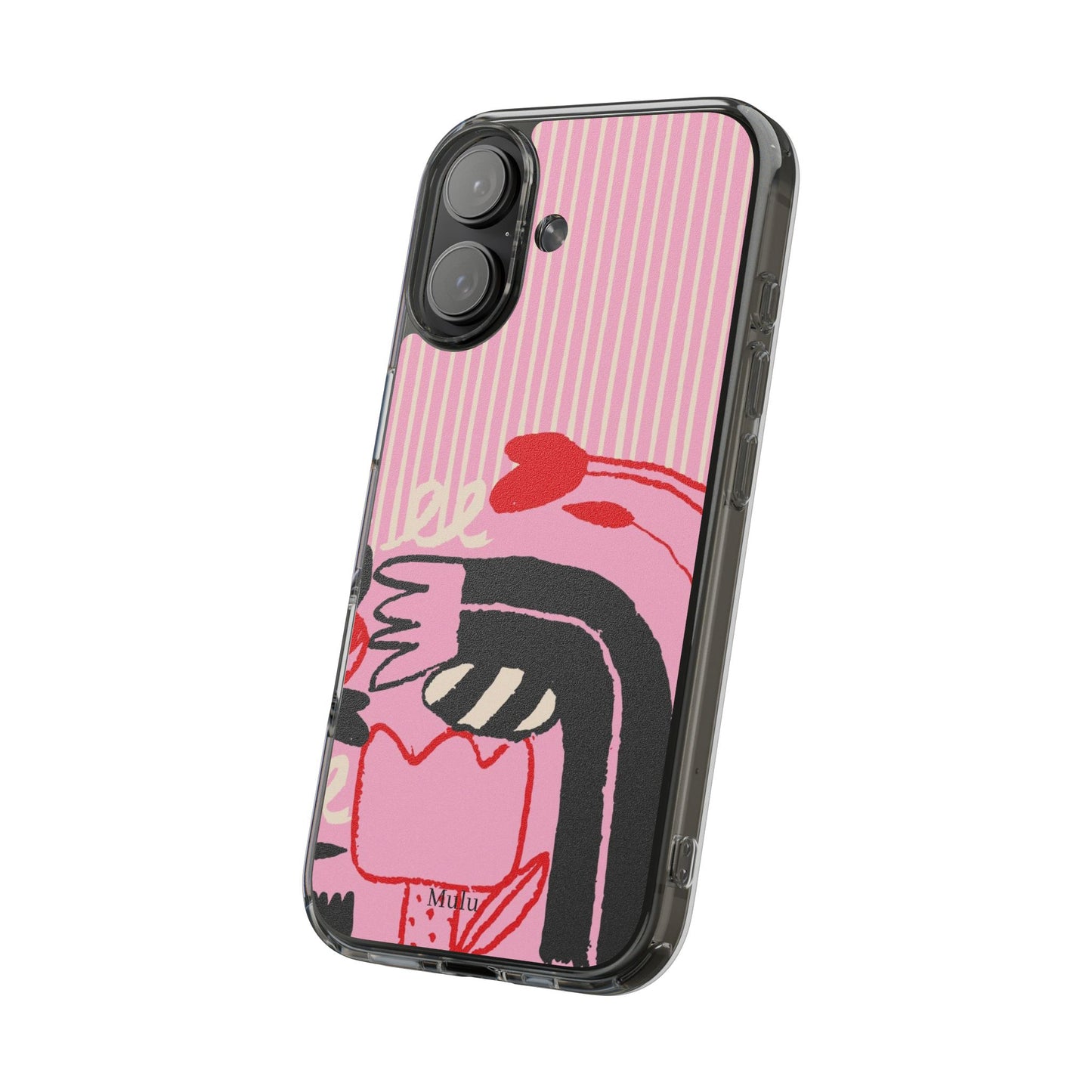 Clear Impact-Resistant Case — Pink Cute Heart Cartoon Design