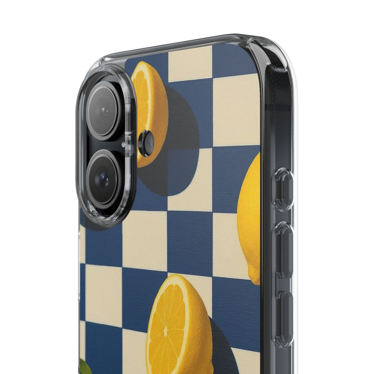 Clear Impact-Resistant Case — Retro Checkered Lemons Phone Case