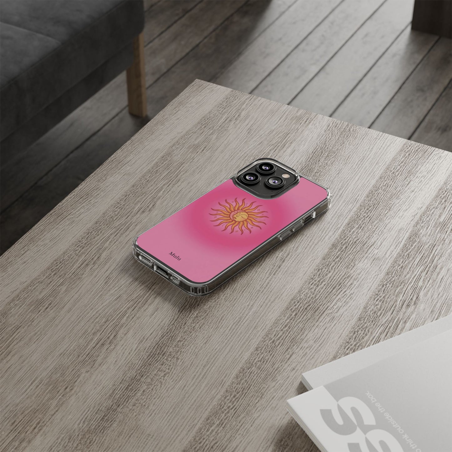 Pink Sun Phone Case — Radiant Sunburst Impact-Resistant Clear Case