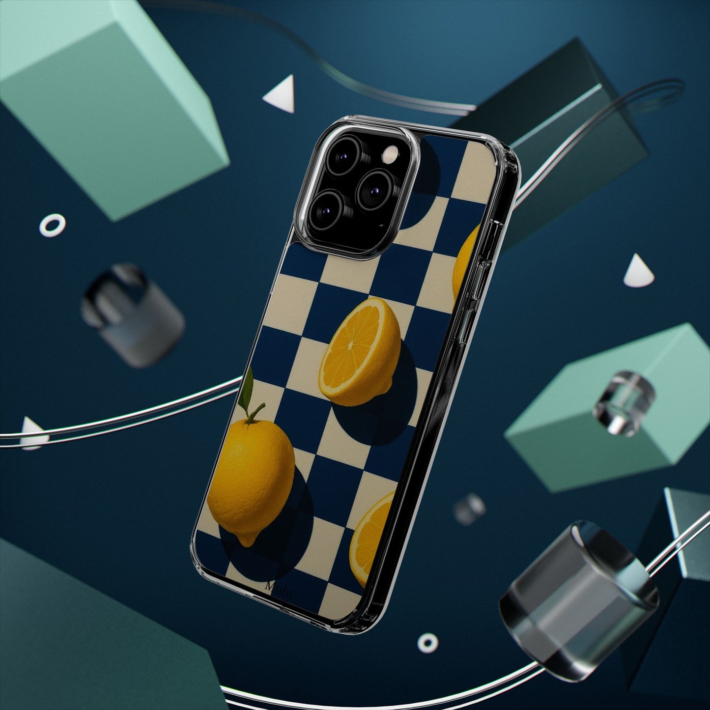 Clear Impact-Resistant Case — Retro Checkered Lemons Phone Case