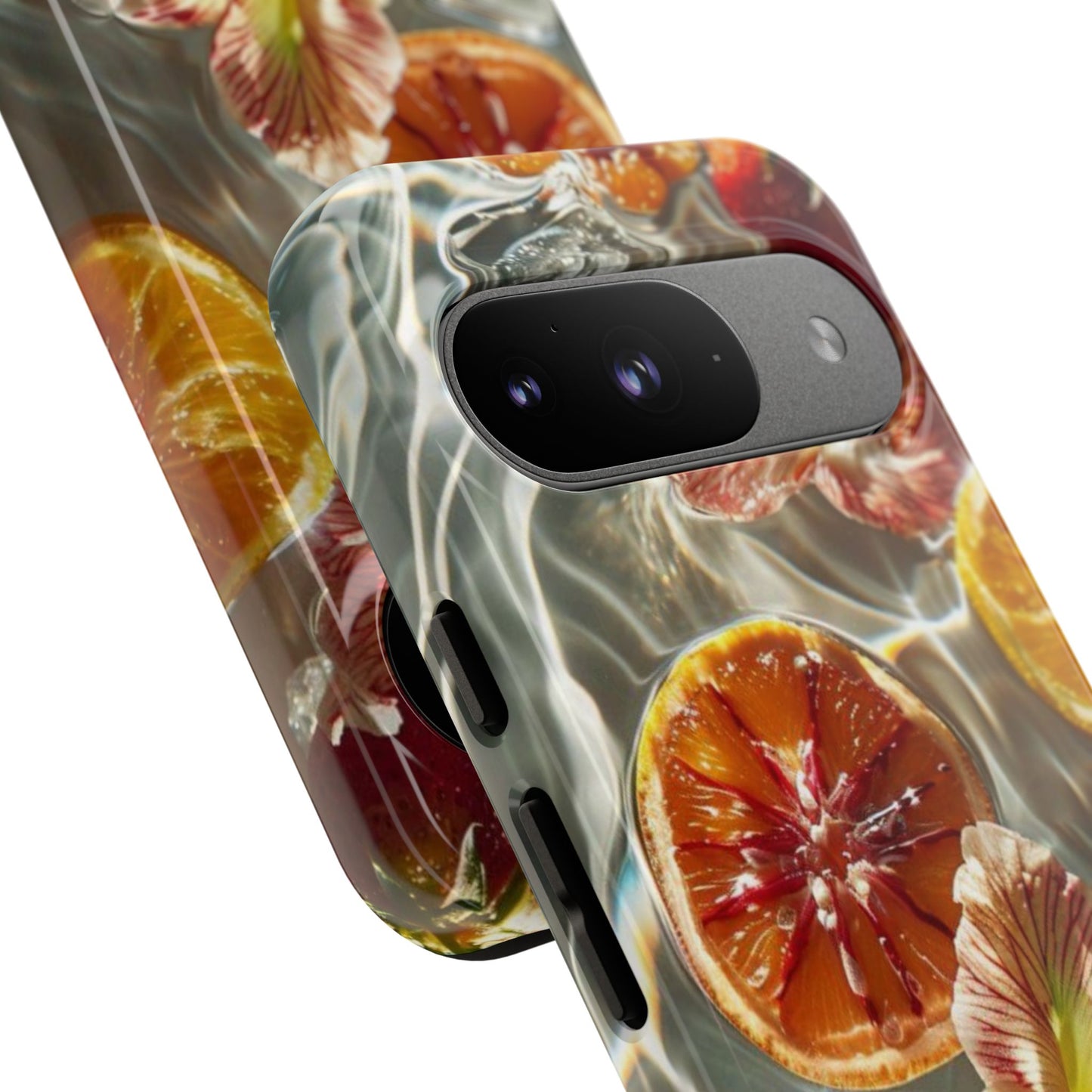 Citrus & Hibiscus Protective Phone Case – Summer Fruit Water Print Tough Case