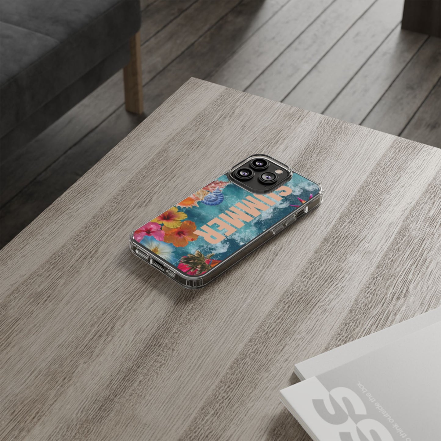 Summer Floral Clear Impact Phone Case — "SUMMER" Tropical Hibiscus Design