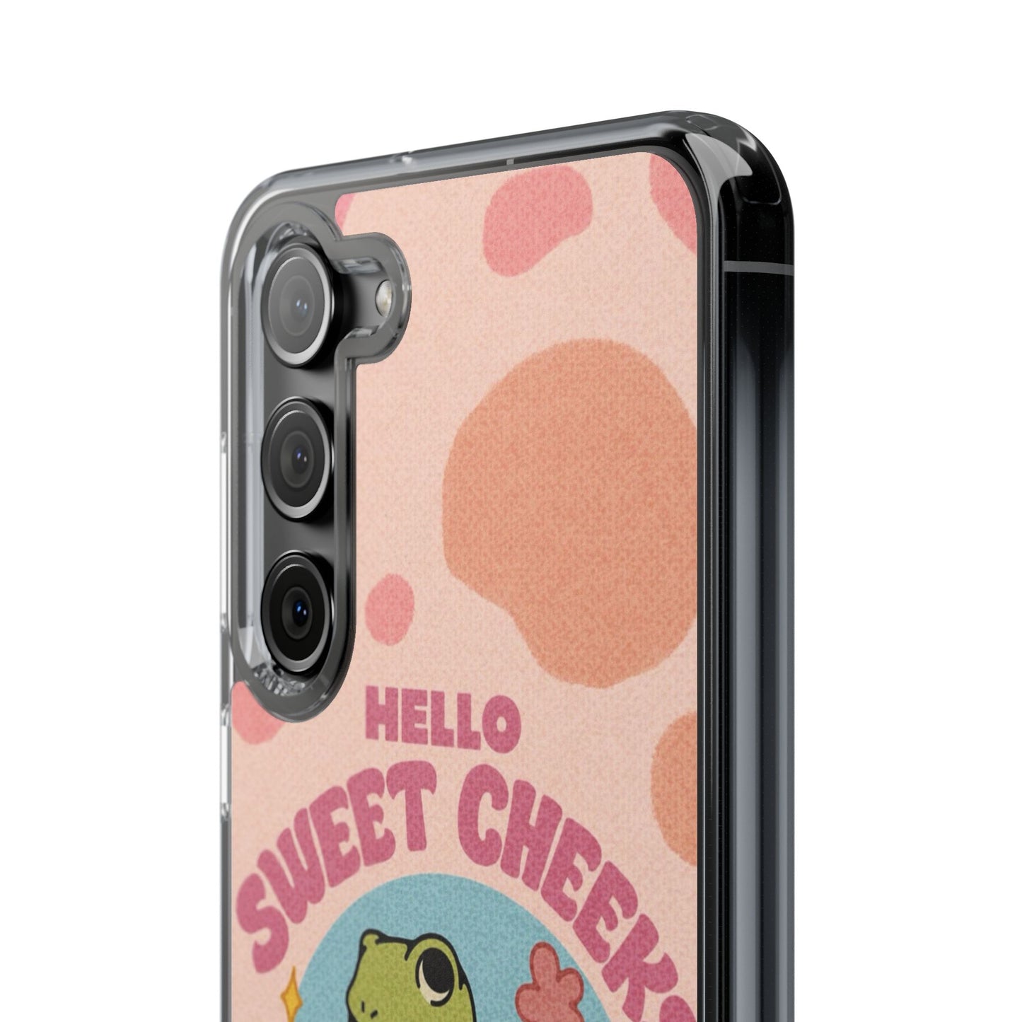 Clear Impact Phone Case — "Hello Sweet Cheeks" Retro Frog Design