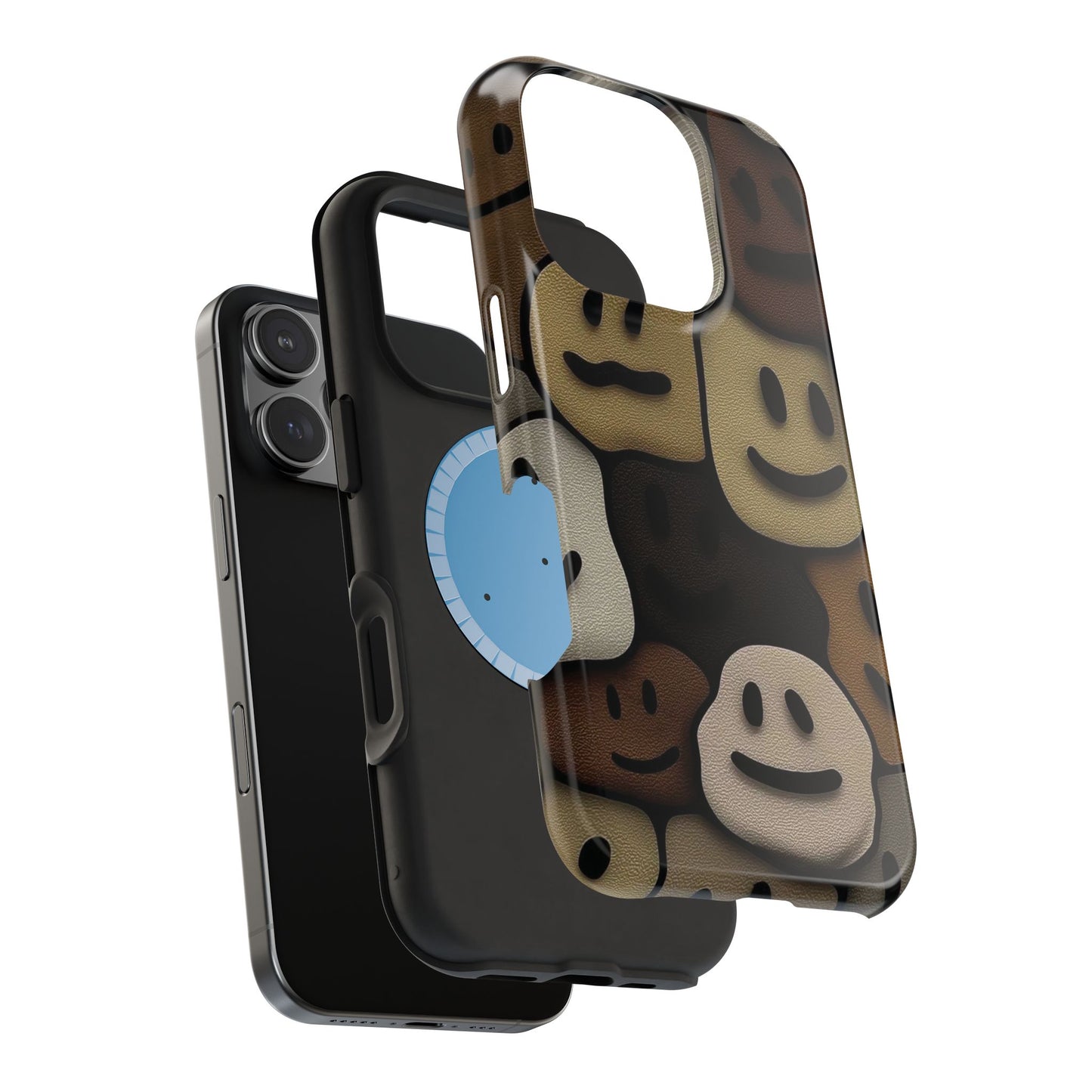 Magnetic Impact-Resistant Case — Brown Smiley Tile Phone Cover