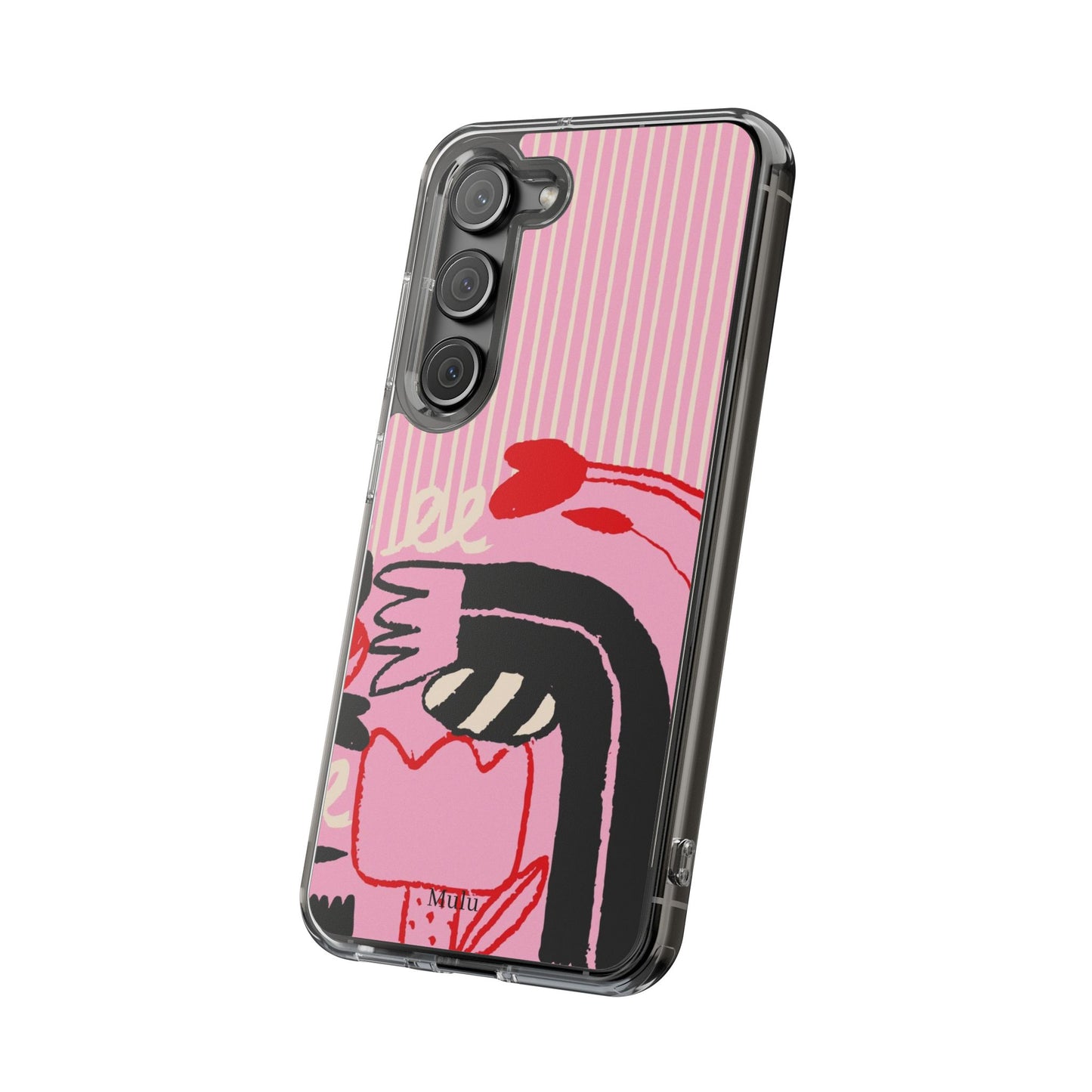 Clear Impact-Resistant Case — Pink Cute Heart Cartoon Design