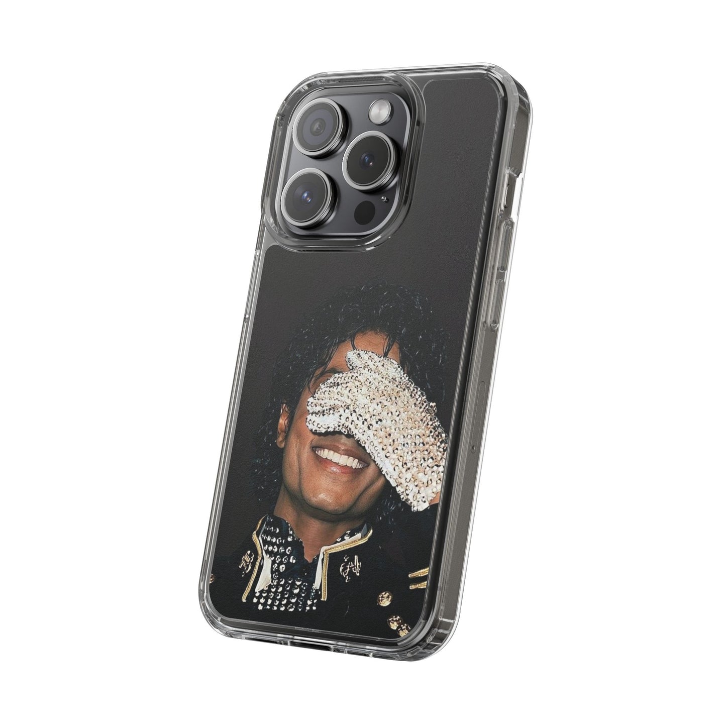Michael Jackson Smiling Portrait Clear Phone Case — Retro Pop Icon Design