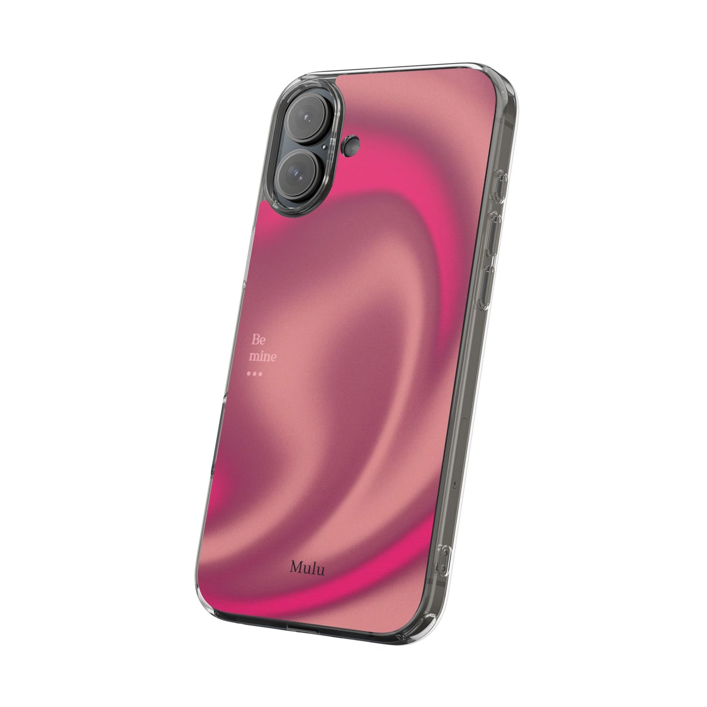 Clear Impact Phone Case — Pink Satin Swirl "Be mine" Design